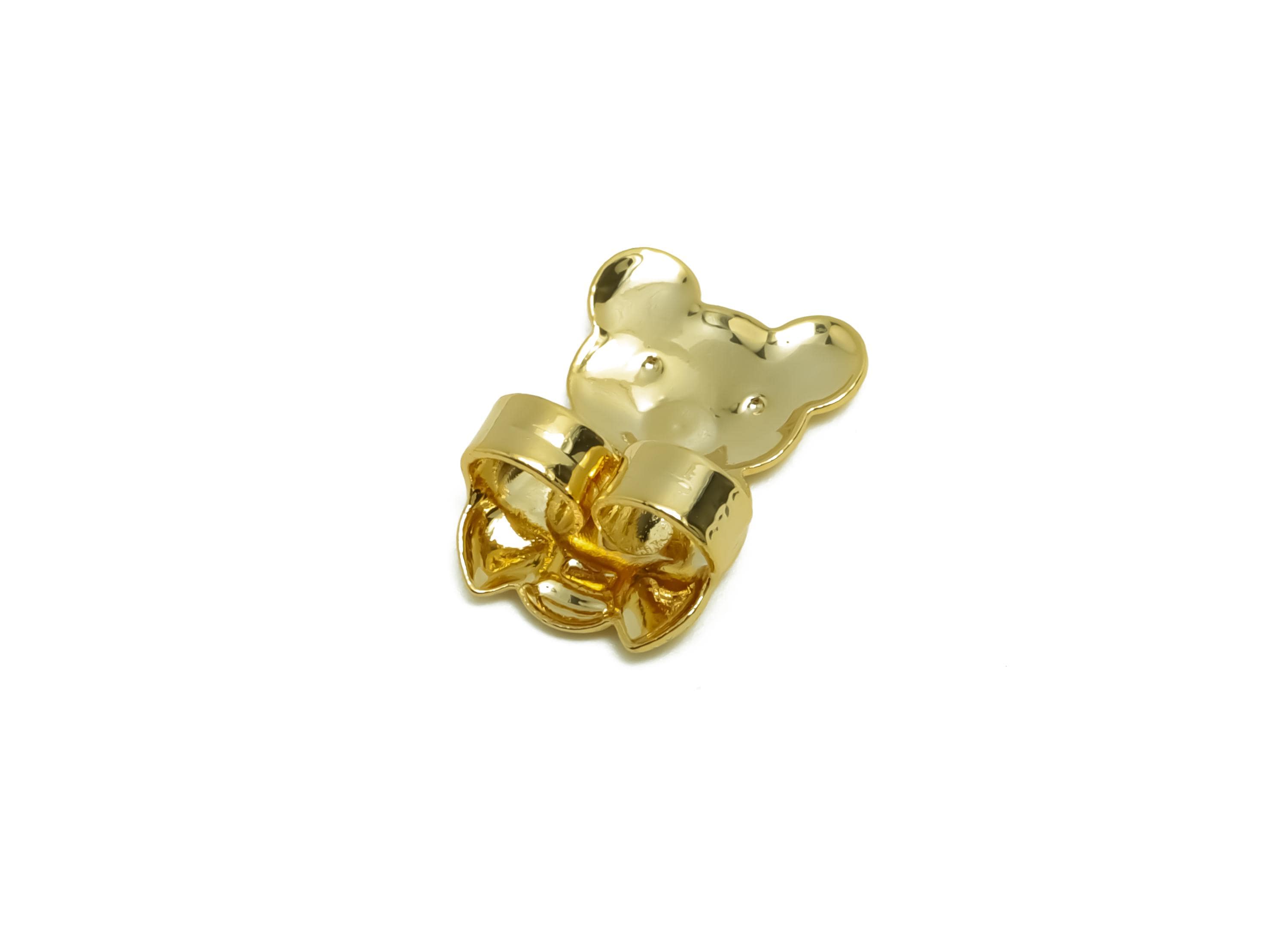 Brass Bear Earring Backs - Brass Textured Bear Back - Earring Stud Back Stopper - Gold Jewelry - 18K Real Gold Plating - 14x9x4mm - RGP8664 - DOMEDBAZAAR