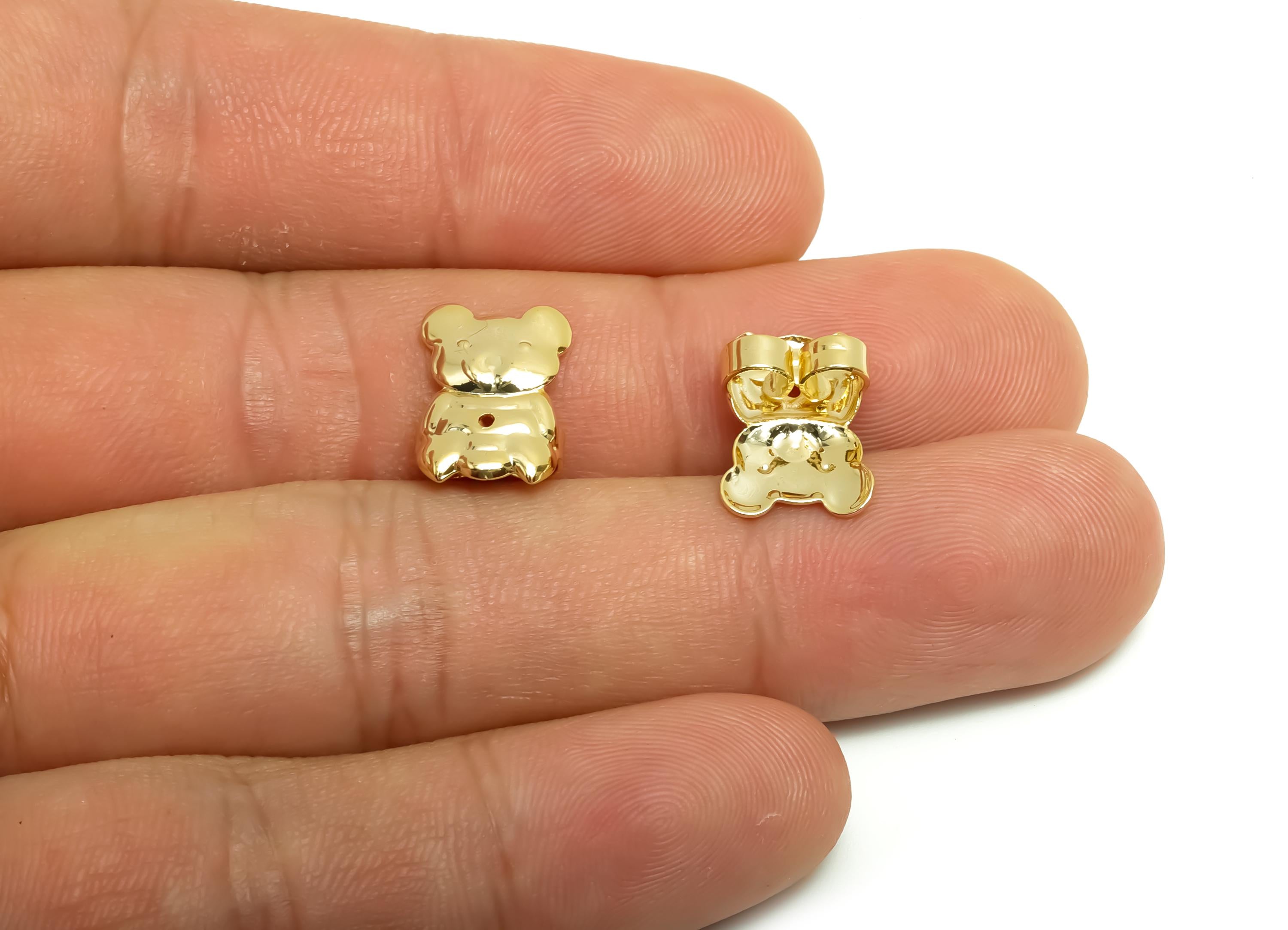 Brass Bear Earring Backs - Brass Textured Bear Back - Earring Stud Back Stopper - Gold Jewelry - 18K Real Gold Plating - 14x9x4mm - RGP8664 - DOMEDBAZAAR