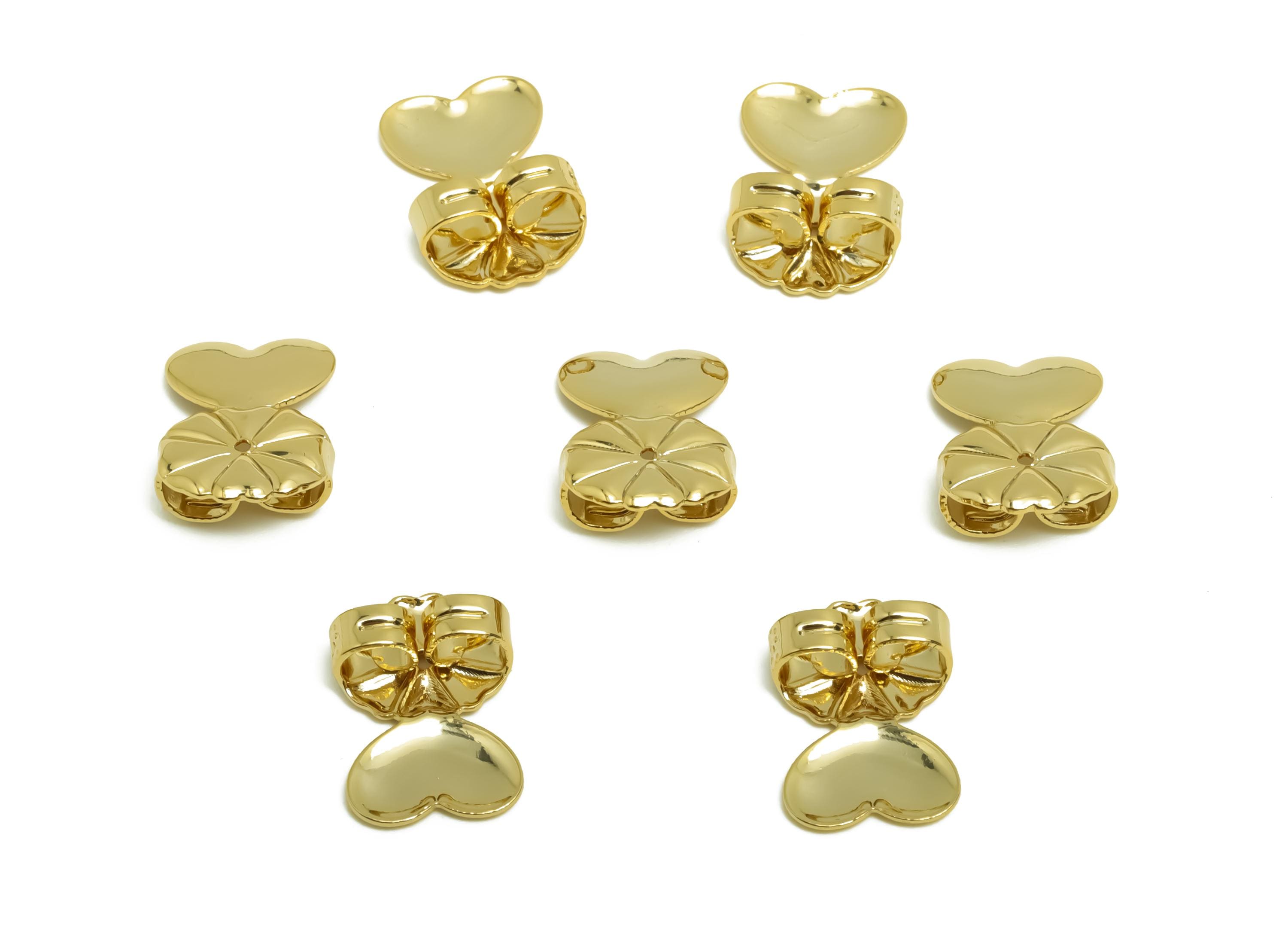 Brass Heart Earring Backs - Brass Louts Leaf  Back - Earring Stud Back Stopper - Gold Jewelry - 18K Real Gold Plating - 14x9x4mm - RGP8666 - DOMEDBAZAAR