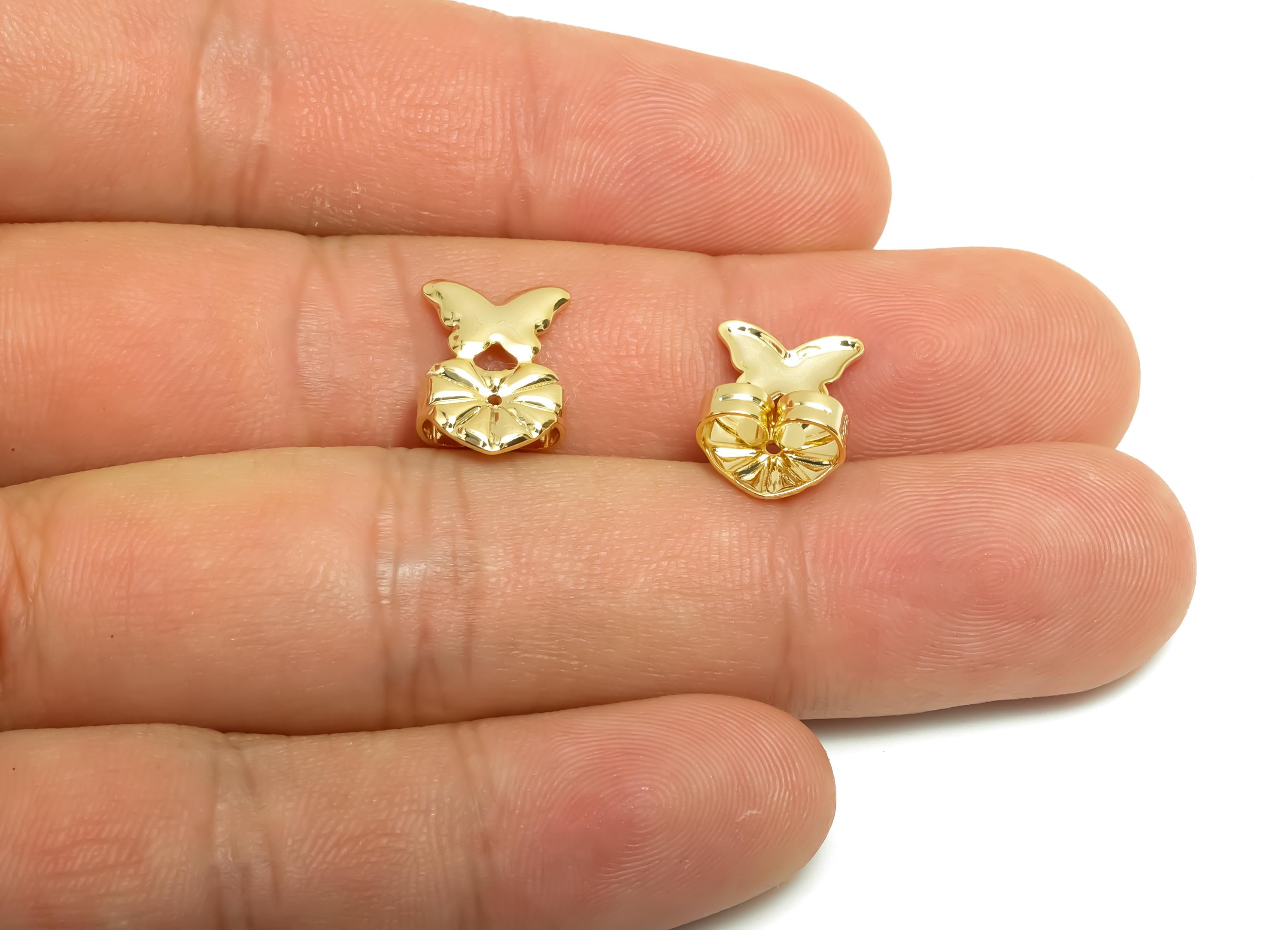 Brass Heart Earring Backs - Brass Butterfly Back - Earring Stud Back Stopper - Gold Jewelry - 18K Real Gold Plating - 14.01x9x5mm - RGP8667 - DOMEDBAZAAR