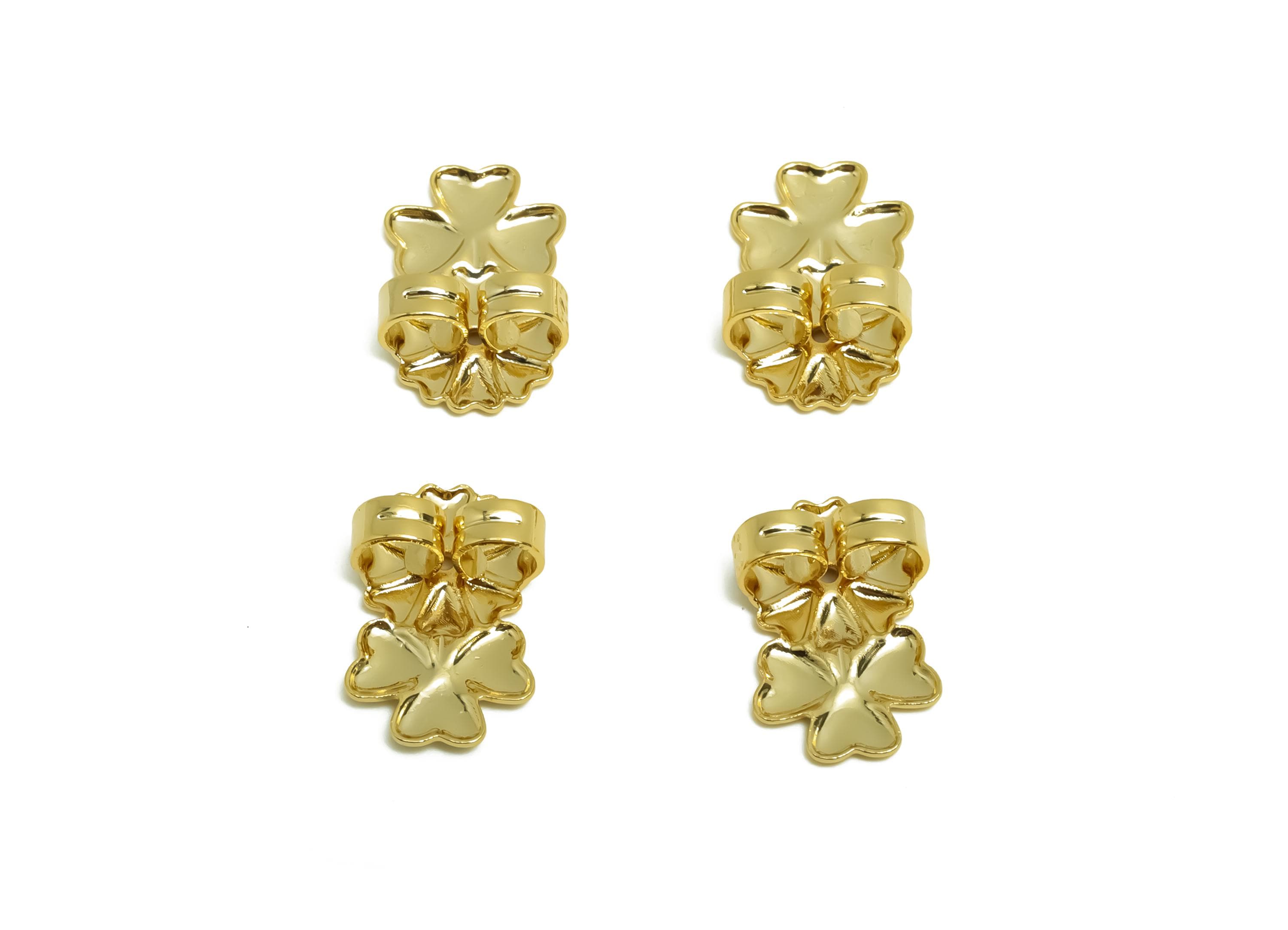 Brass Heart Earring Backs - Brass Flower Back - Earring Stud Back Stopper - Gold Jewelry - 18K Real Gold Plating - 15.21x9x5.24mm - RGP8661 - DOMEDBAZAAR