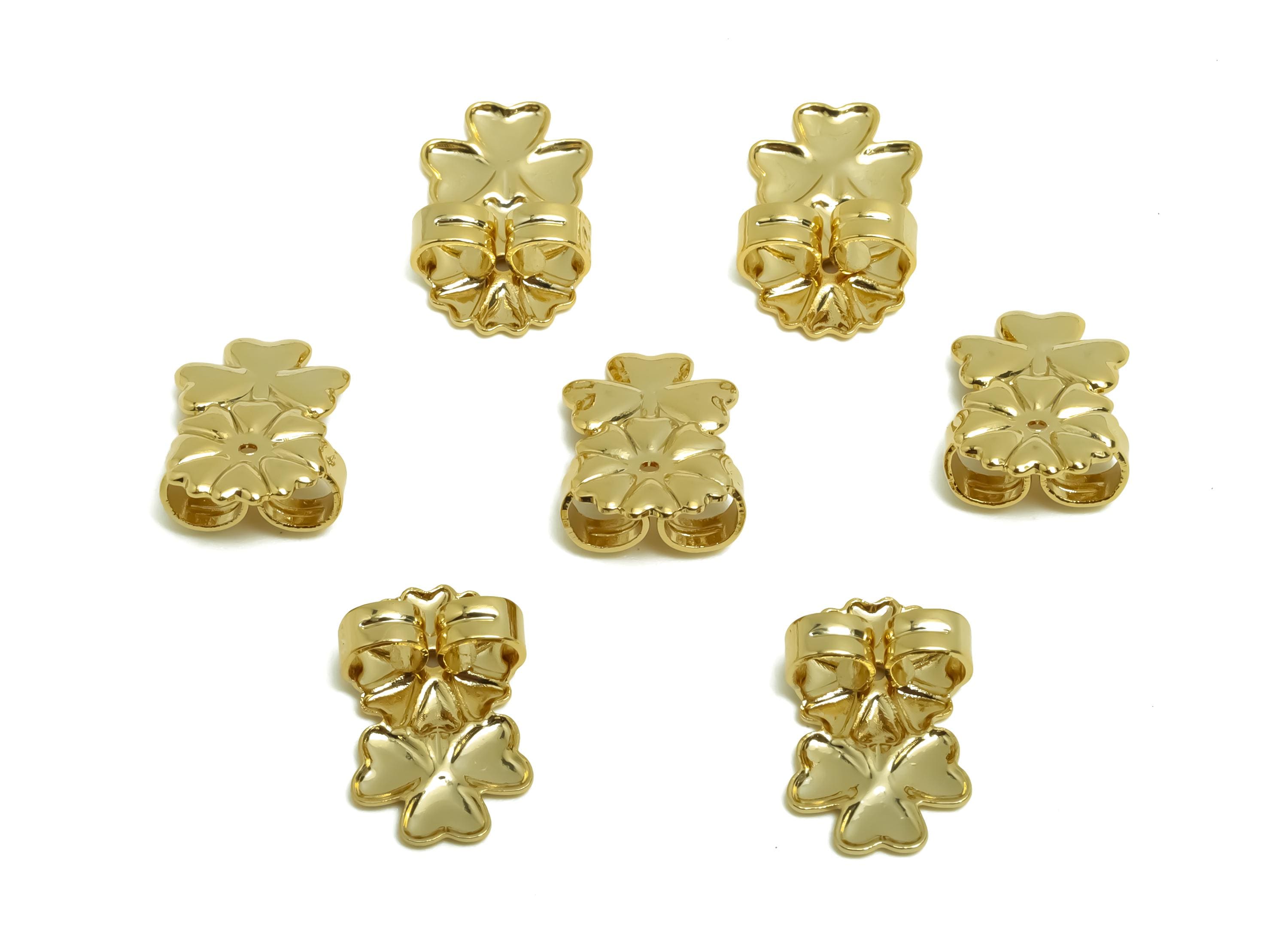 Brass Heart Earring Backs - Brass Flower Back - Earring Stud Back Stopper - Gold Jewelry - 18K Real Gold Plating - 15.21x9x5.24mm - RGP8661 - DOMEDBAZAAR