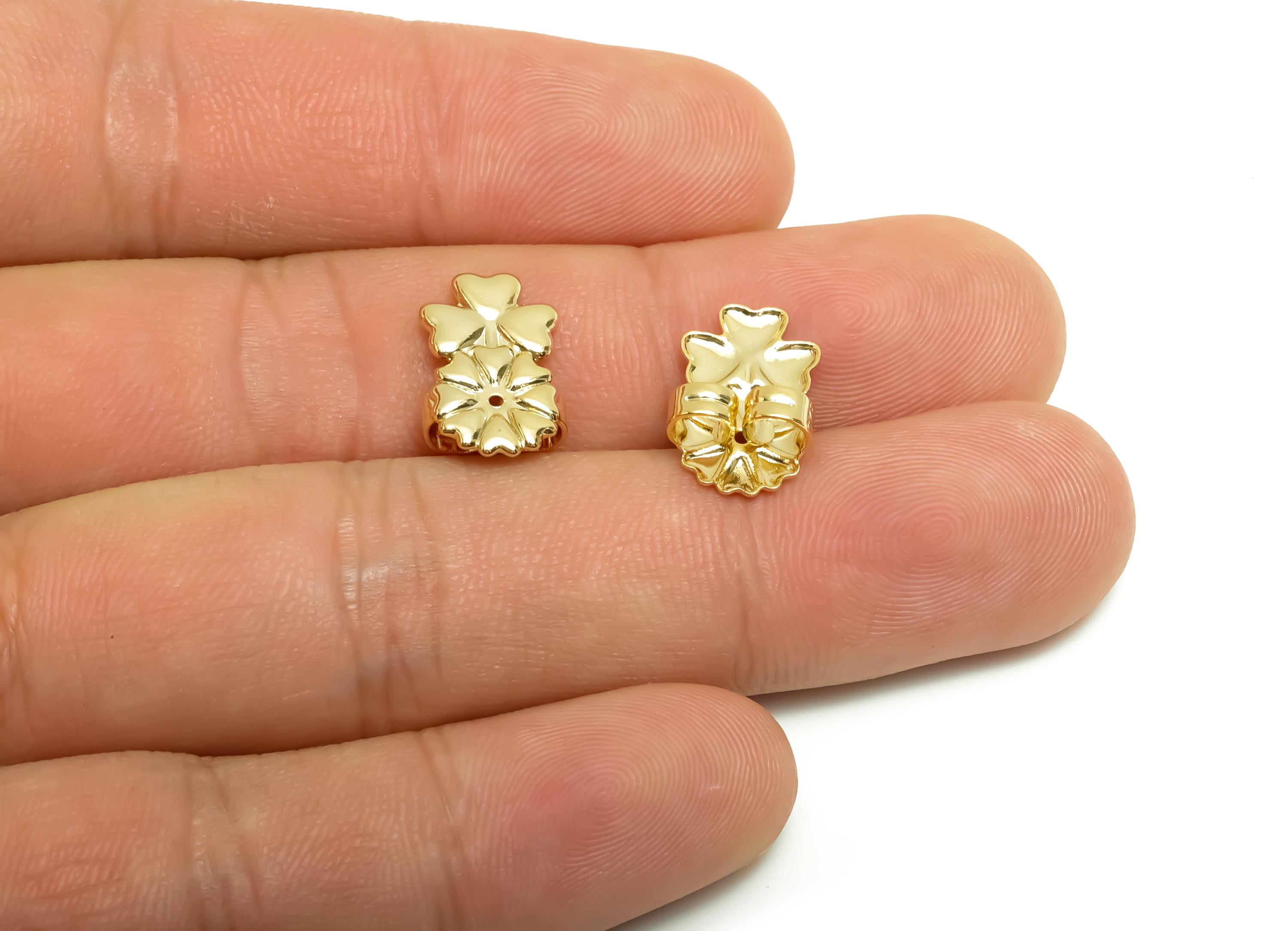 Brass Heart Earring Backs - Brass Flower Back - Earring Stud Back Stopper - Gold Jewelry - 18K Real Gold Plating - 15.21x9x5.24mm - RGP8661 - DOMEDBAZAAR