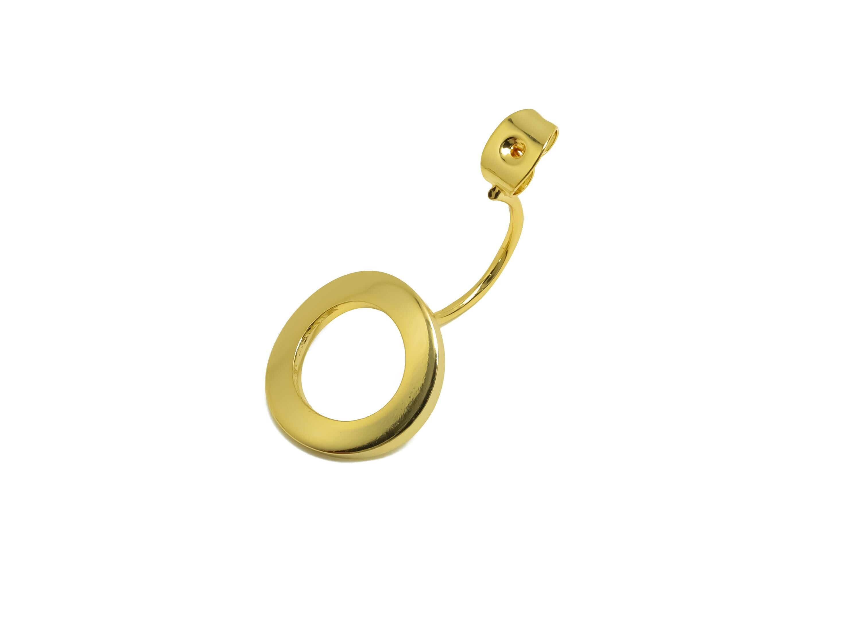 Brass Earring Backs - Brass Round Earring Back - Earring Stud Back Stopper - Gold Jewelry - 18K Real Gold Plating - 29.8x13.84x1mm - RGP8657 - DOMEDBAZAAR