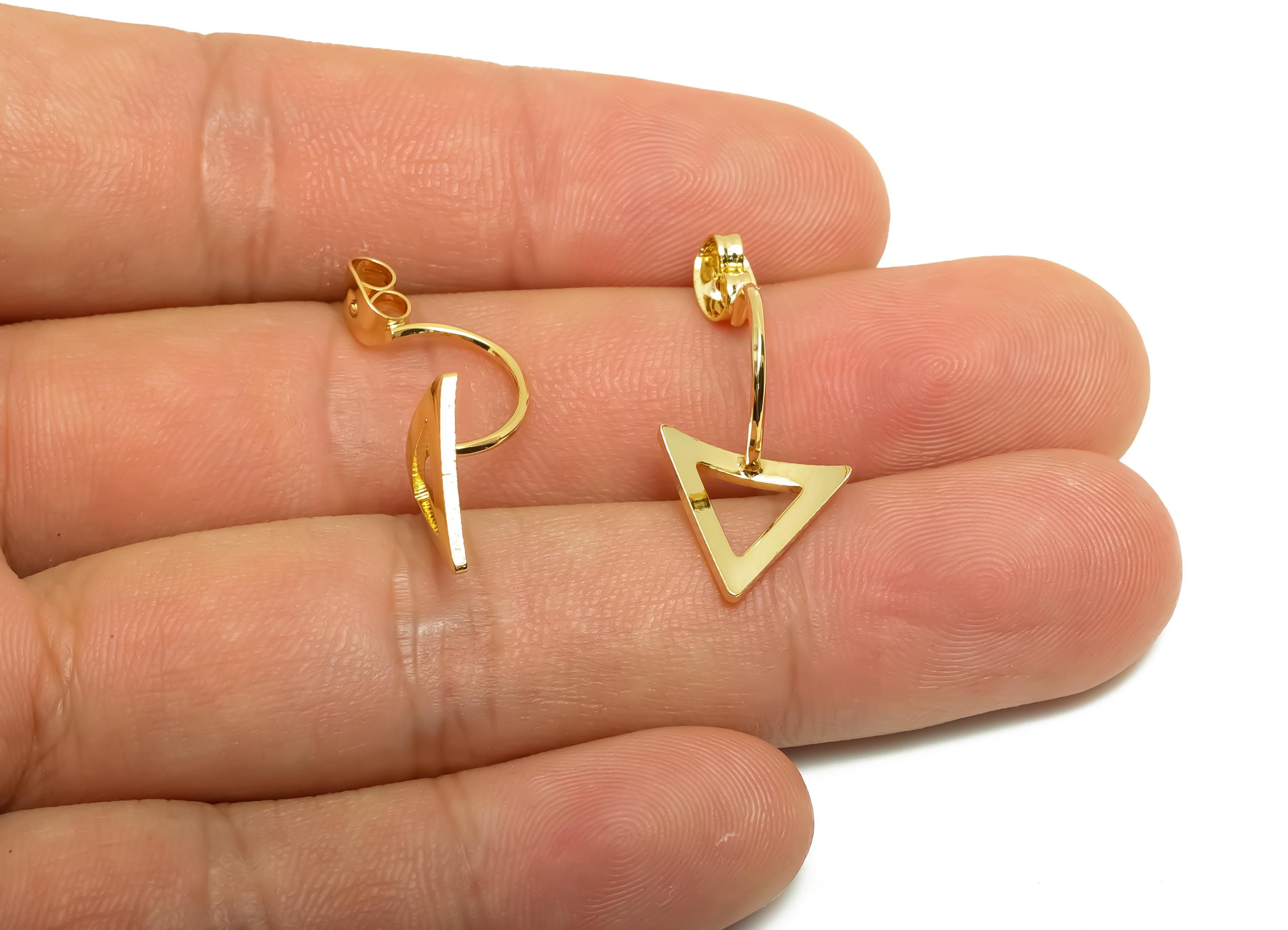Brass Earring Backs - Brass Tirangle Earring Back - Earring Stud Back Stopper - Gold Jewelry - 18K Real Gold Plating - 24x13x1mm - RGP8682 - DOMEDBAZAAR