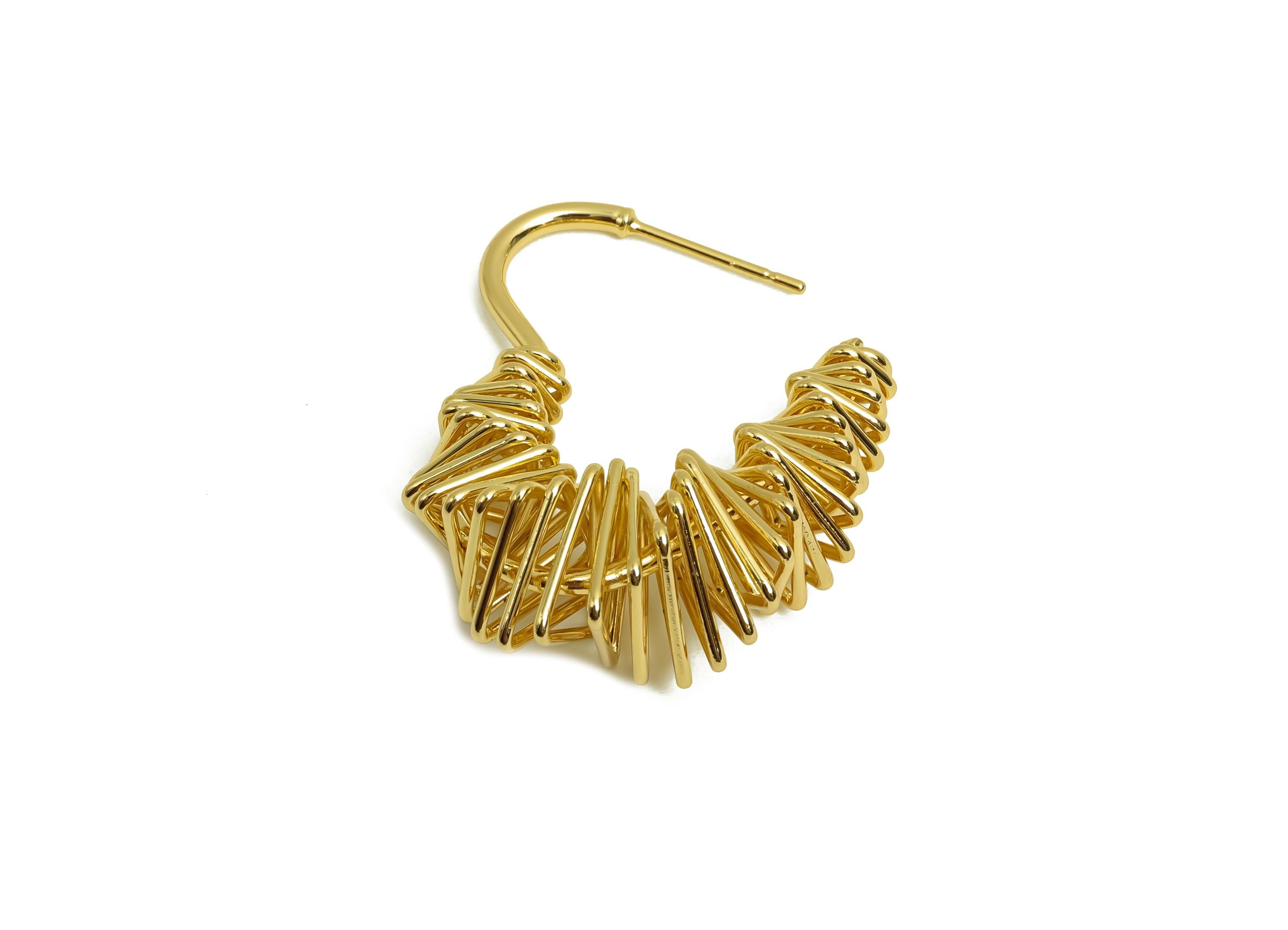 Brass Hoop Earring Post - Heart Hoop Earring Post - Twine Hoop Earring Post - Brass Hoop Earring - 18K Real Gold Plating - 32x10x1mm-RGP8014 - DOMEDBAZAAR