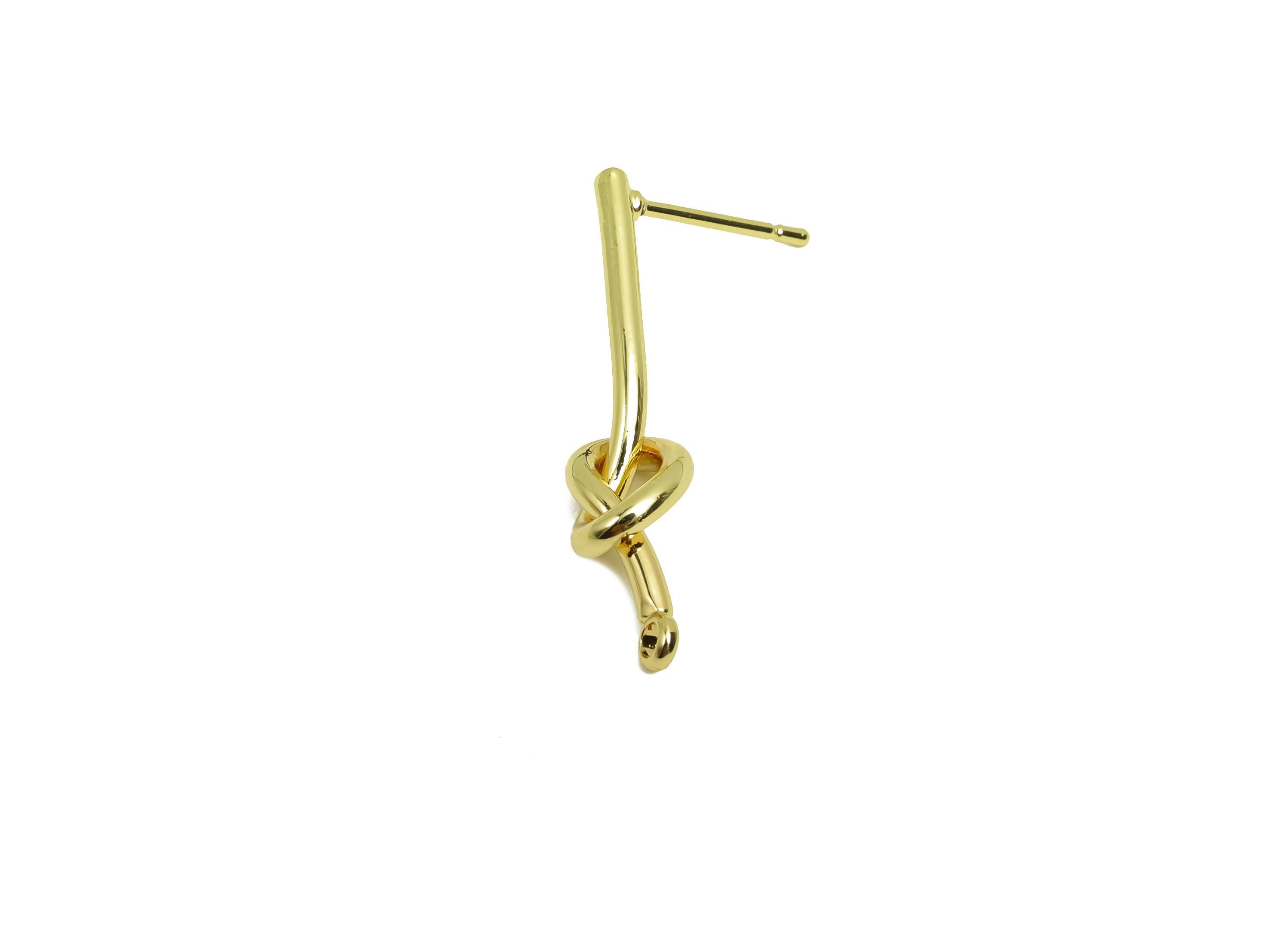 Brass Knot Earring Post - Brass Knot Stick Earring Post - Brass Twisted Earring Post - 18K Real Gold Plating - 29.82x7.04x1.8mm - RGP8036 - DOMEDBAZAAR