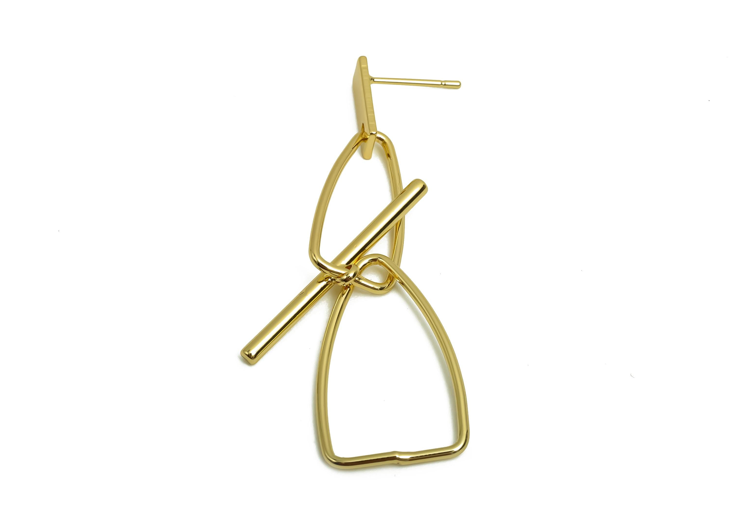 Brass Dangle Earring Post - Brass Stick Earring Post - Dangle Irregular Earring Post - 18K Real Gold Plating - 51.11x15.39x1.27mm - RGP8016 - DOMEDBAZAAR