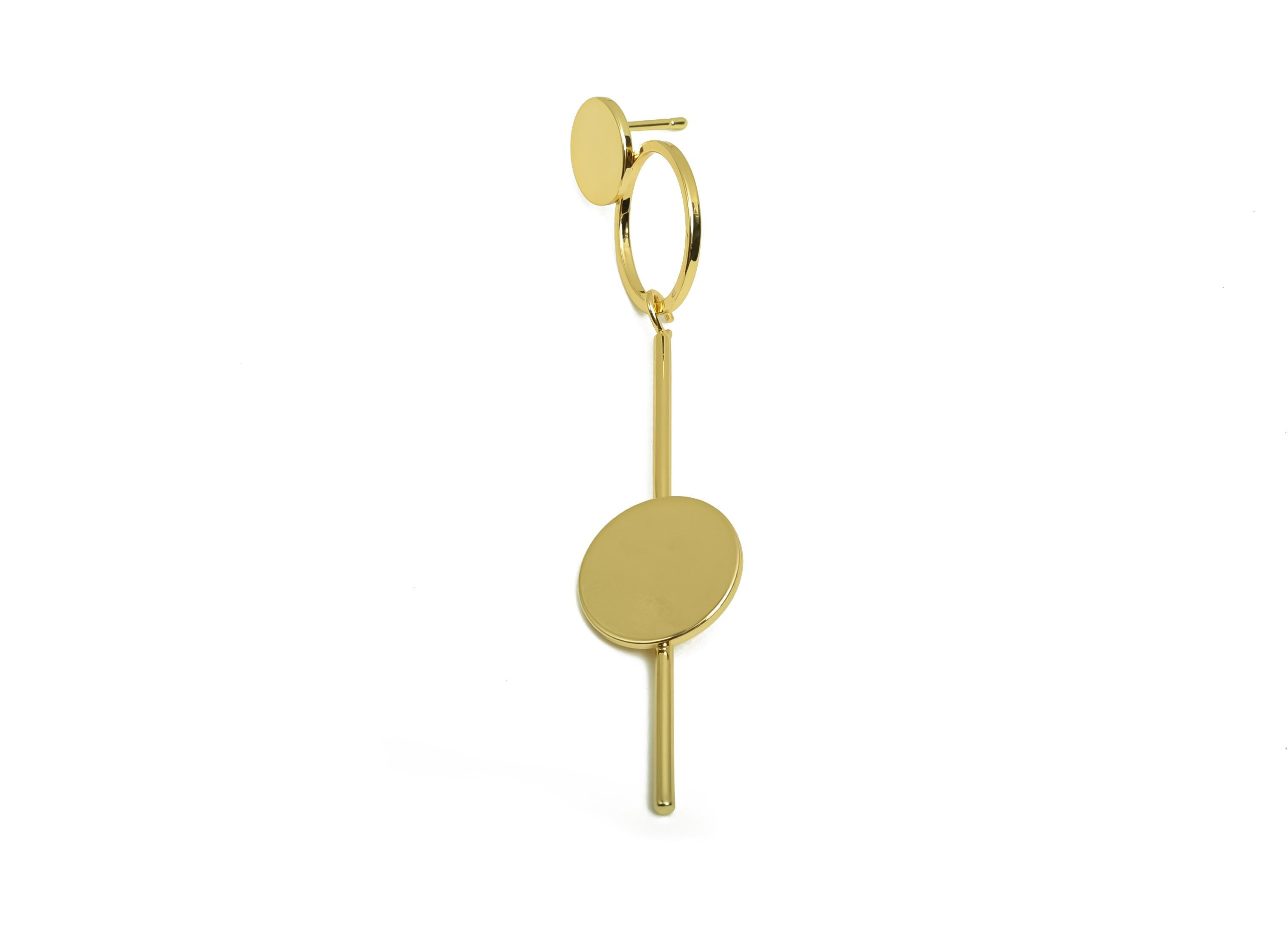 Brass Round Dangle Earring Post - Brass Double Circle Earring Stud - Ring Wire Earring Post - 18K Real Gold Plating - 70x15x16mm - RGP8013 - DOMEDBAZAAR