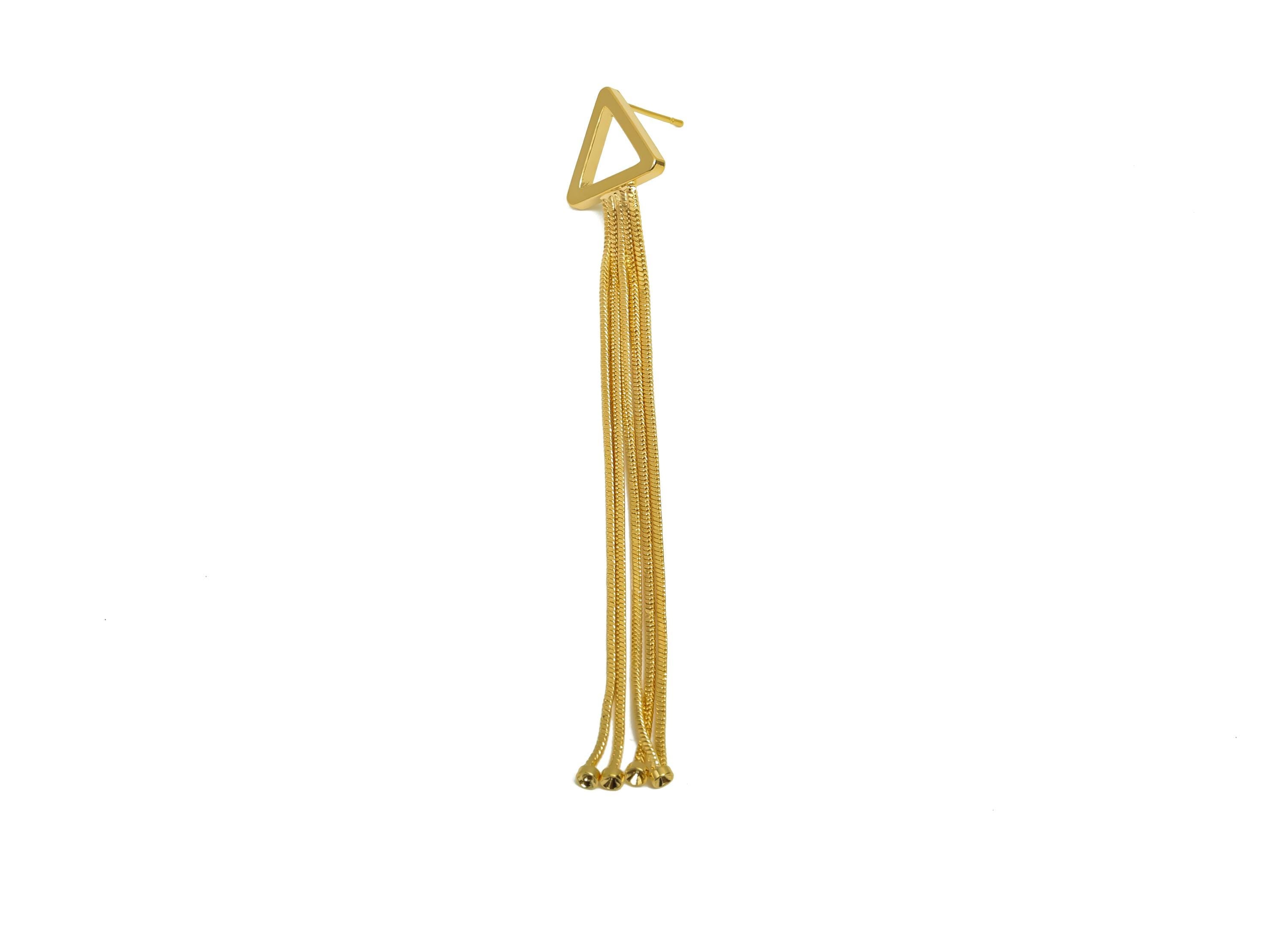 Brass Tassel Earring Post - Brass Triangle Tassel Earring Post - Brass Snake Chain Earring Post - 18K Real Gold Plating - 92x14x2mm -RGP8017 - DOMEDBAZAAR
