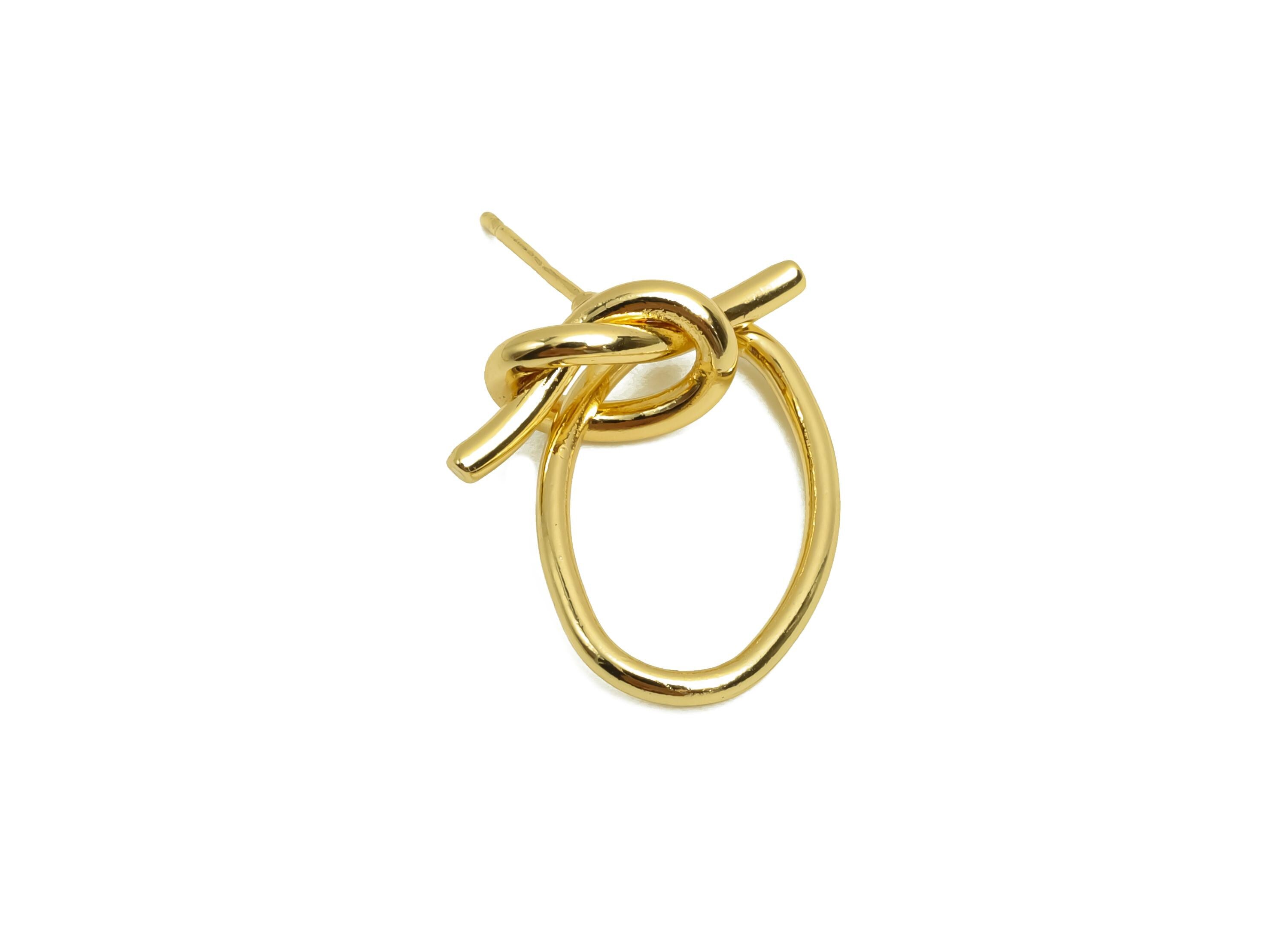 Brass Knot Earring Post - Brass Oval Earring Post - Brass Geometry Earring Post - 18K Real Gold Plating - 22.14x13x1.54mm - RGP8034 - DOMEDBAZAAR