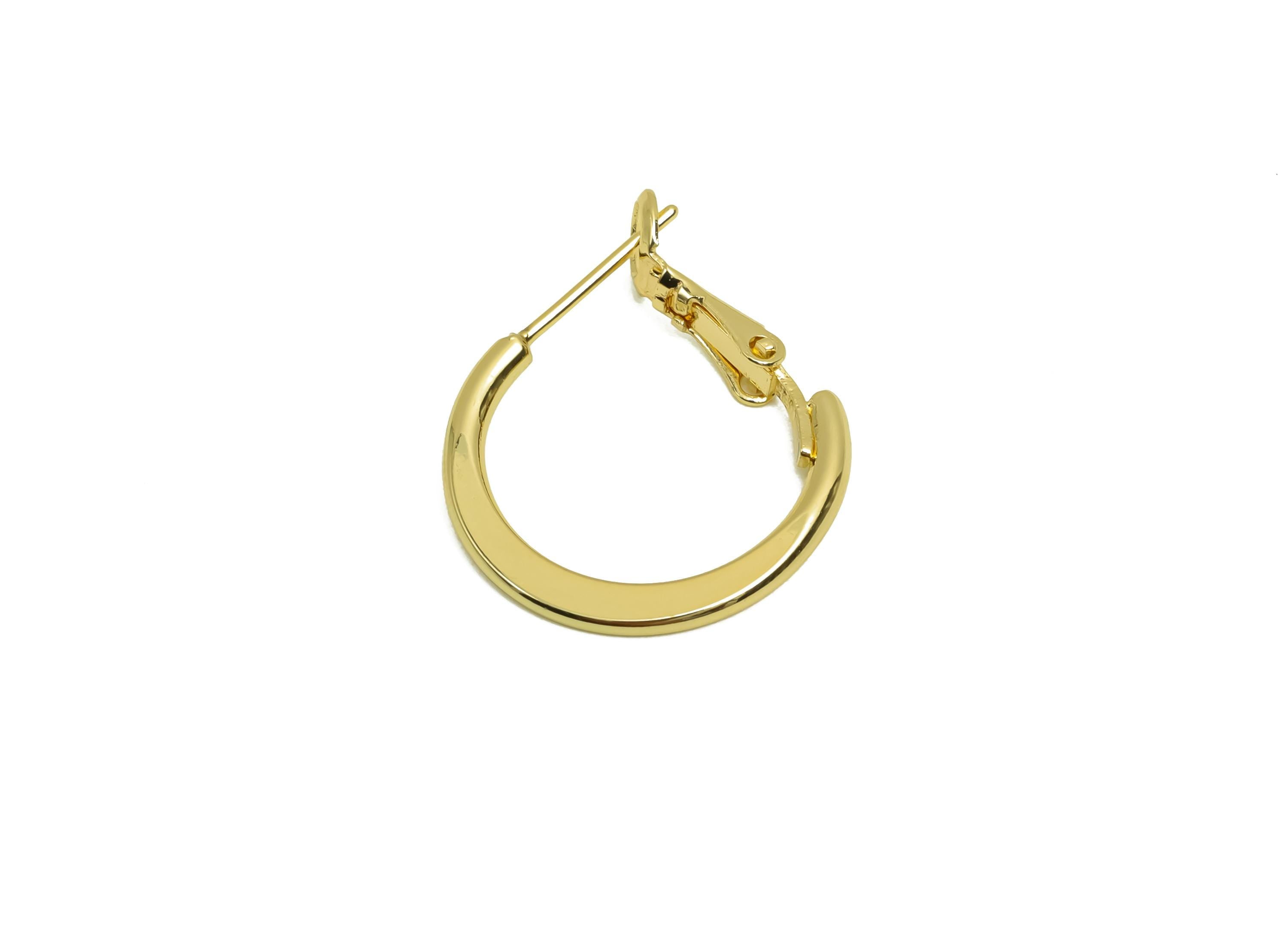 20mm Round Hoop Earring - Brass Clasp Back Earring - Brass Hoop Clasp Earring - 18K Real Gold Plating - 19x19x1.72mm - RGP8041-20 - DOMEDBAZAAR