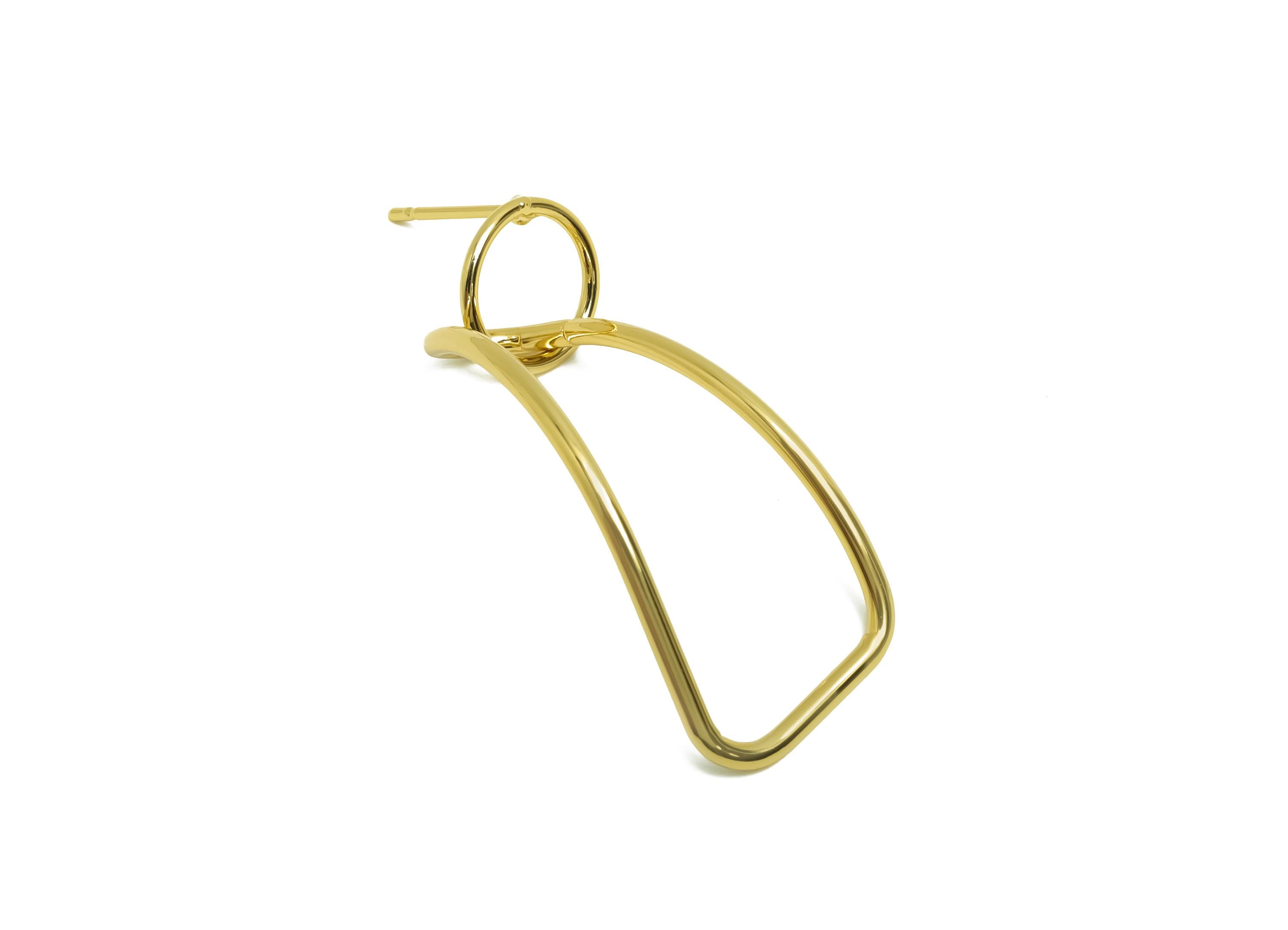 Brass Dangle Earring Stud - Twisted Wire Earring Post - Brass Curly Wire Circle Earring Post - 18K Real Gold Plating - 39.15x14x1mm- RGP8688 - DOMEDBAZAAR