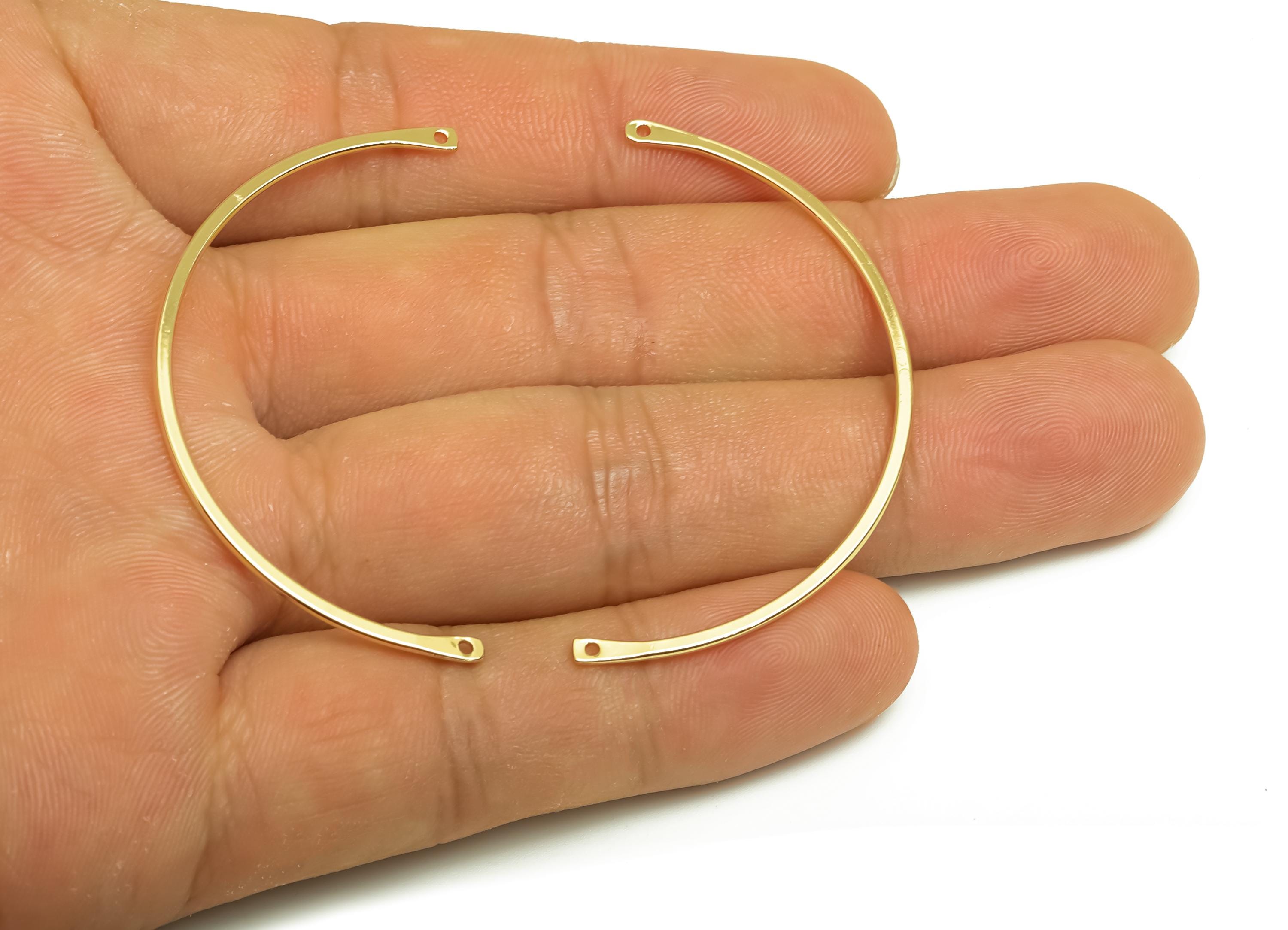 Brass Semicircle Connector - Gold Curved Bar Half Circle Charm - Necklace Connector - 18K Real Gold Plating - 49.3x25.38x0.79mm - RGP7925 - DOMEDBAZAAR