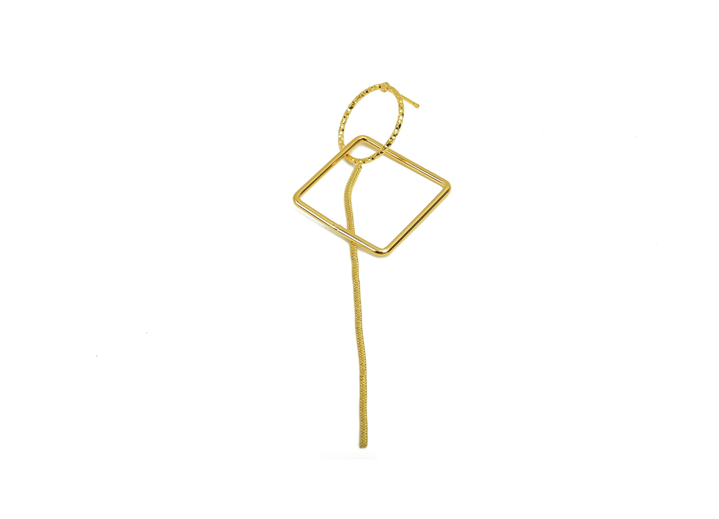 Brass Square Earring Post - Brass Textured Tassel Earring Post - Snake Tassel Earring Post - 18K Real Gold Plating - 88x32x1mm - RGP8012 - DOMEDBAZAAR