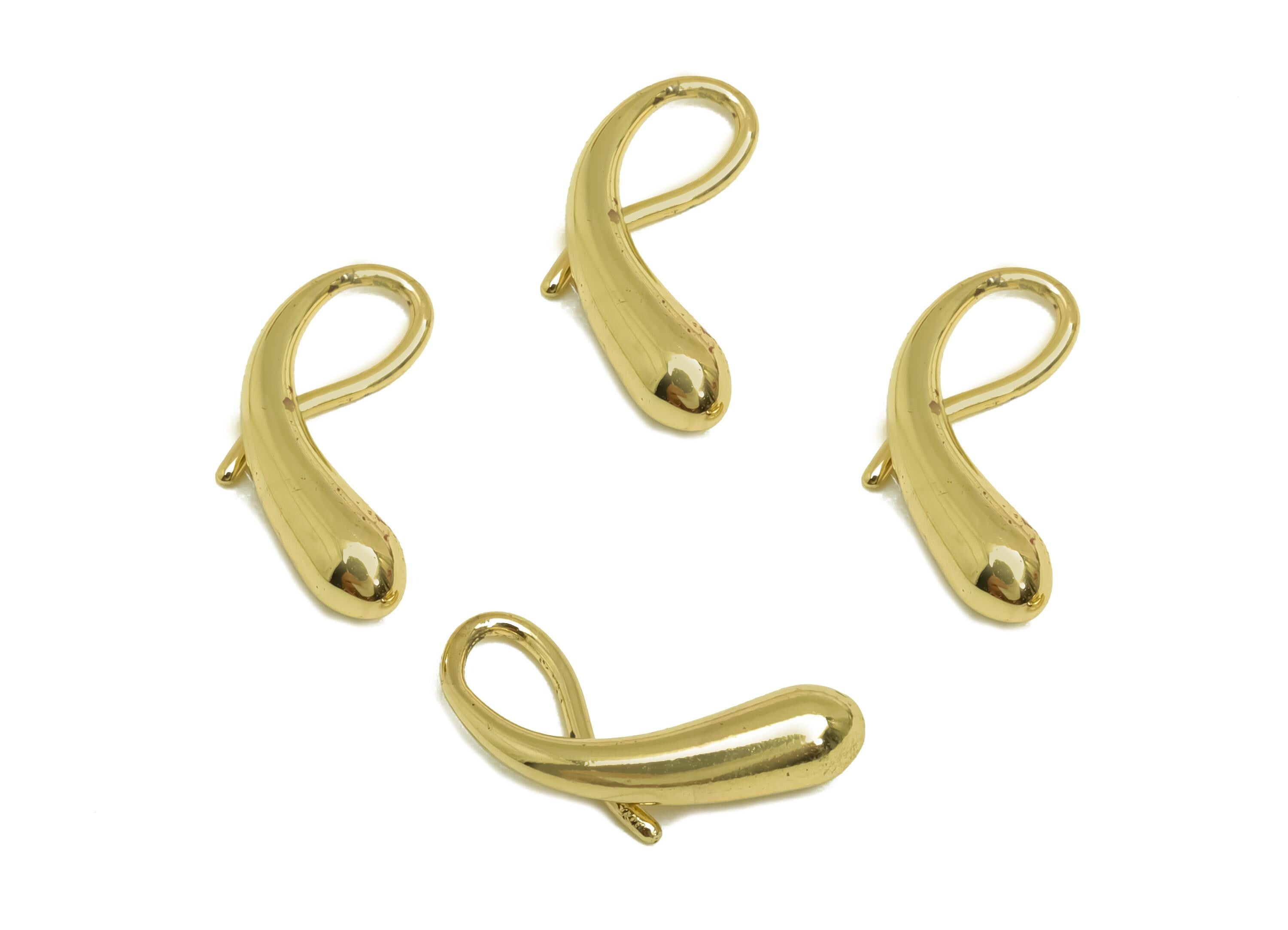 Brass Teardrop Earring Wire - Gold Mini Drop Earring Hook - Minimalist Teardrop Ear Wire - 18K Real Gold Plated - 14.82x9.17x1.65mm- RGP7943 - DOMEDBAZAAR