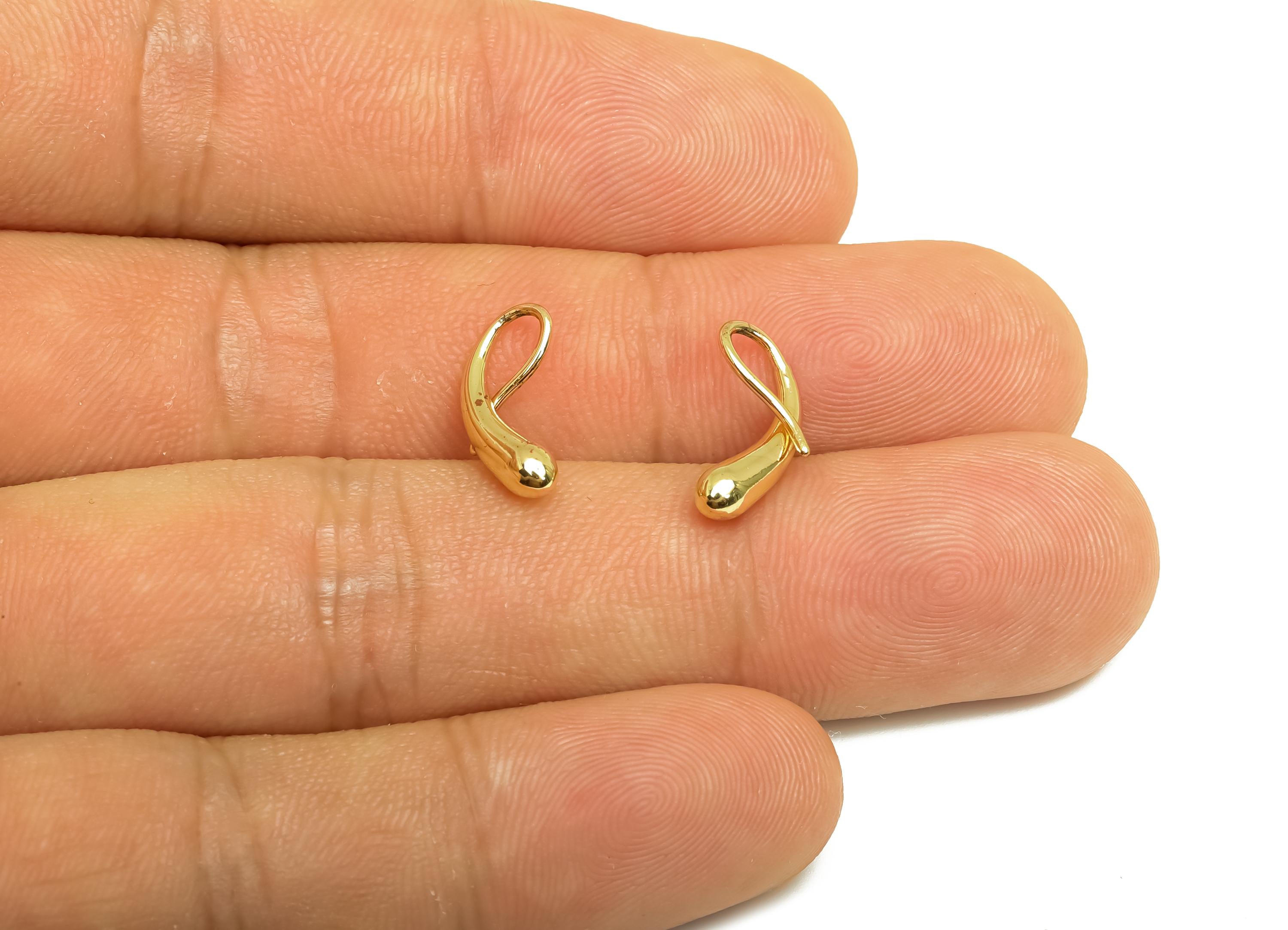 Brass Teardrop Earring Wire - Gold Mini Drop Earring Hook - Minimalist Teardrop Ear Wire - 18K Real Gold Plated - 14.82x9.17x1.65mm- RGP7943 - DOMEDBAZAAR