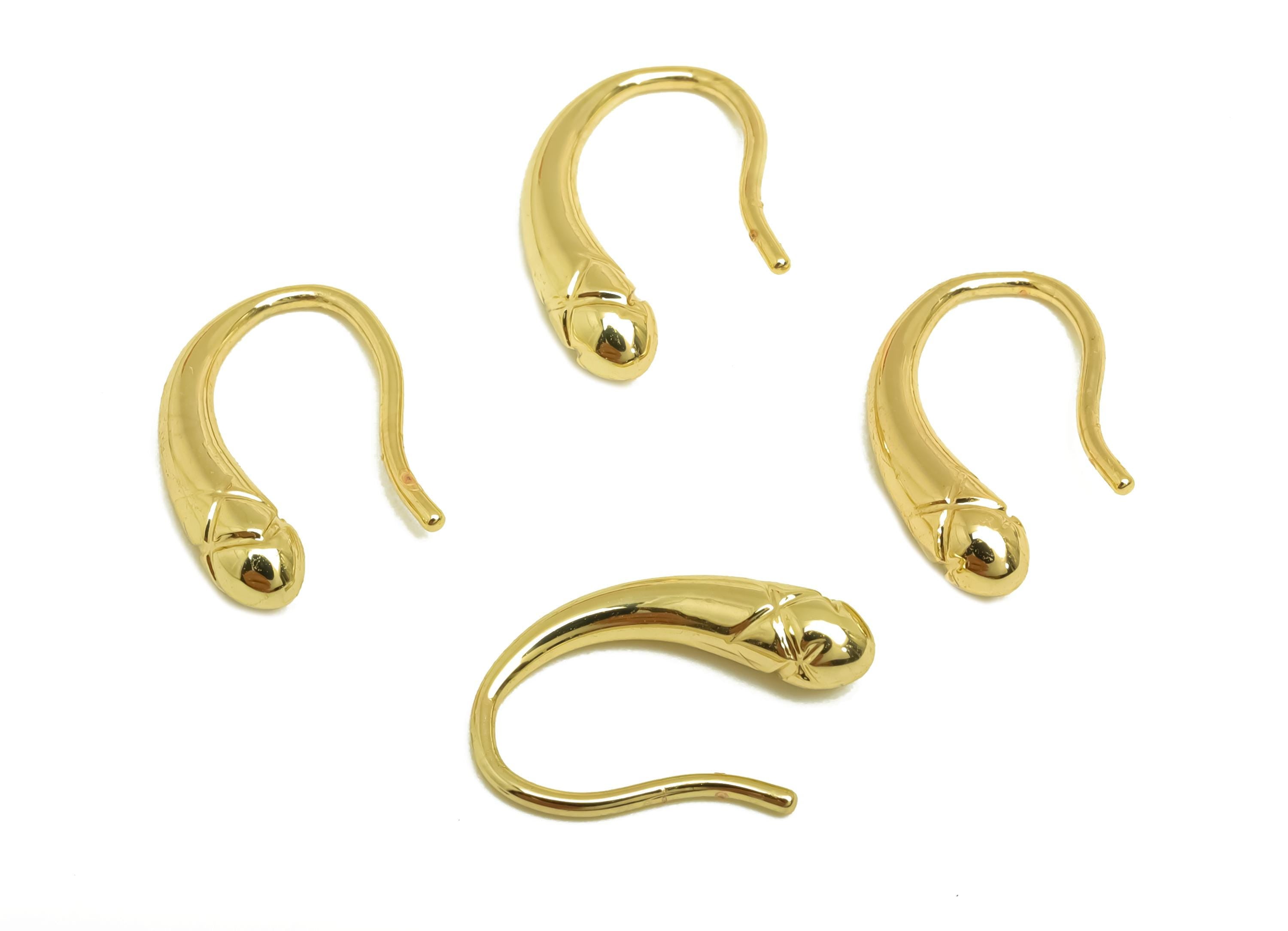 Brass Teardrop Earring Wire - Gold Mini Drop Earring Hook - Textured Teardrop Ear Wire - 18K Real Gold Plated - 14.82x9.17x1.65mm- RGP7944 - DOMEDBAZAAR