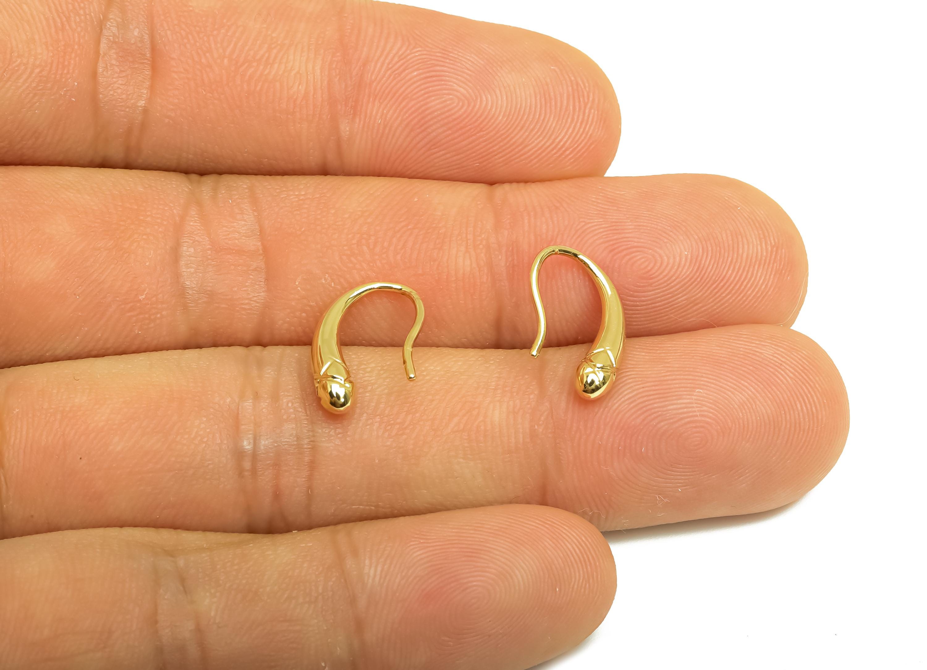 Brass Teardrop Earring Wire - Gold Mini Drop Earring Hook - Textured Teardrop Ear Wire - 18K Real Gold Plated - 14.82x9.17x1.65mm- RGP7944 - DOMEDBAZAAR