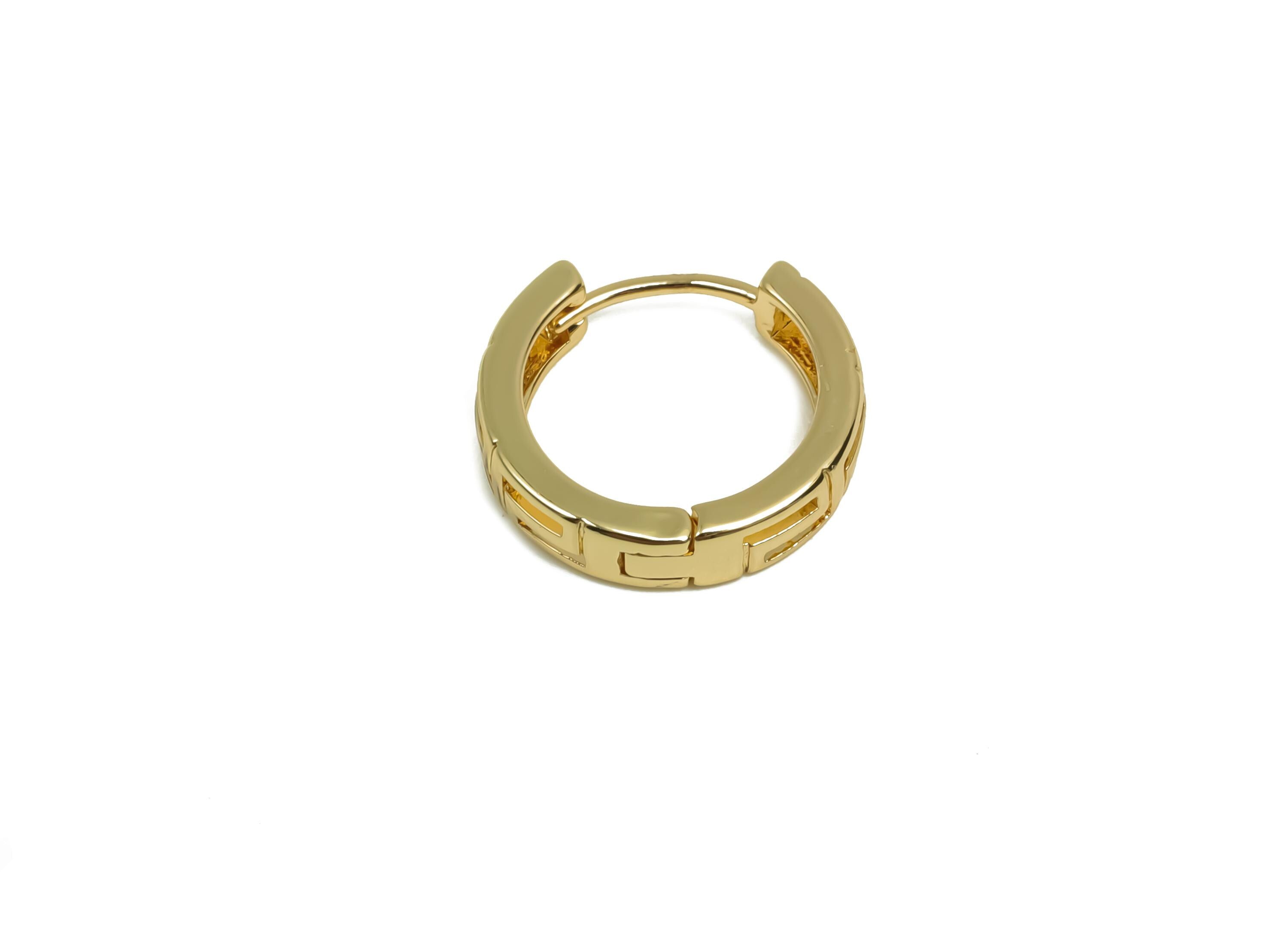Brass Round Hoop Earring - Brass Huggie Hoop Earring - Brass Hollow Clasp Hoop Earring - 18K Real Gold Plating - 14x13.5x1.66mm - RGP8115 - DOMEDBAZAAR