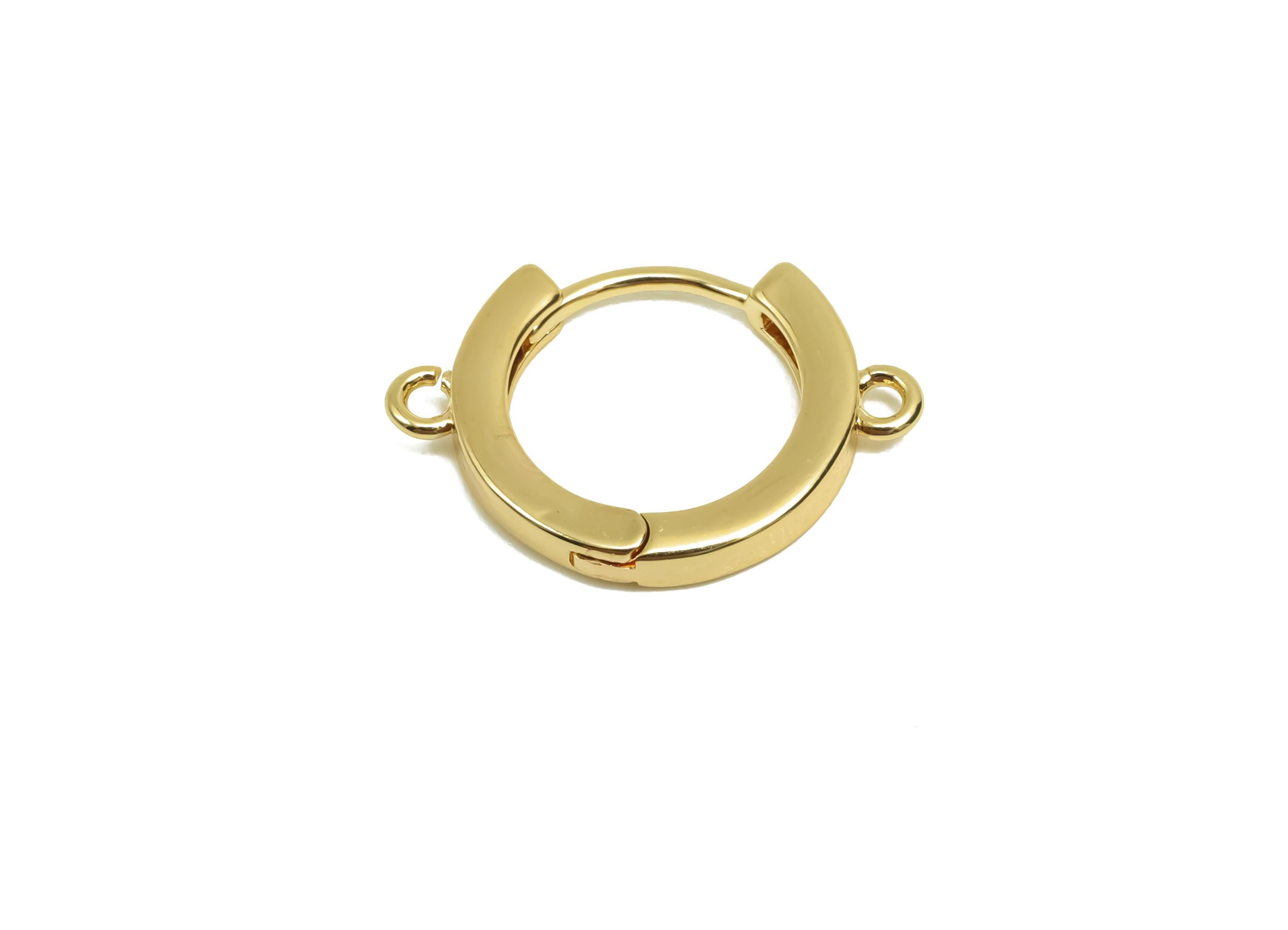Brass Round Hoop Earring - Brass Huggie Hoop Earring - Brass Clasp Hoop Earring With Loop - 18K Real Gold Plating - 19x13x1.96mm- RGP8122 - DOMEDBAZAAR