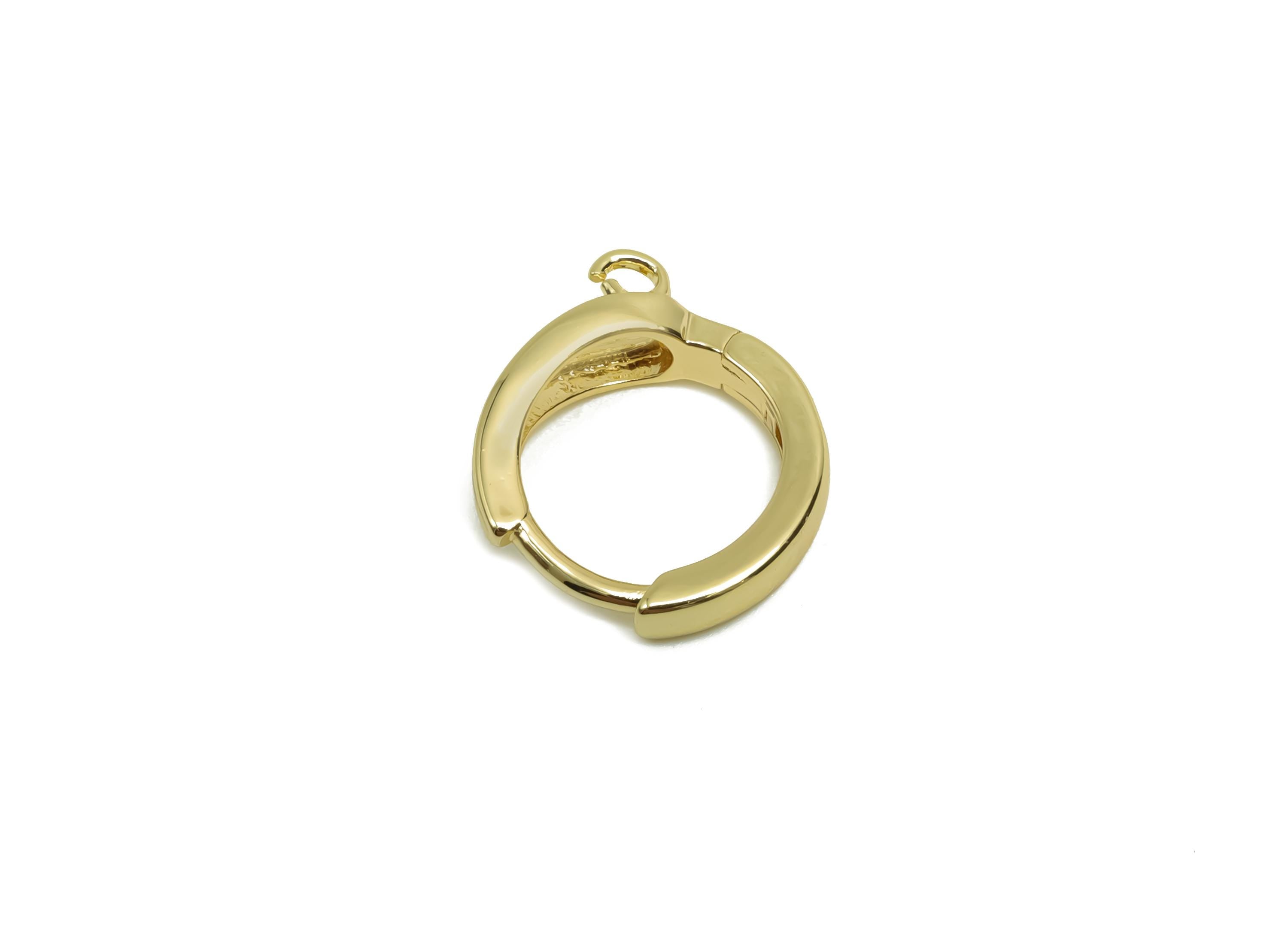 Brass Round Hoop Earring - Brass Huggie Hoop Earring - Brass Clasp Hoop Earring With Loop - 18K Real Gold Plating - 16.16x12x1mm- RGP8123 - DOMEDBAZAAR