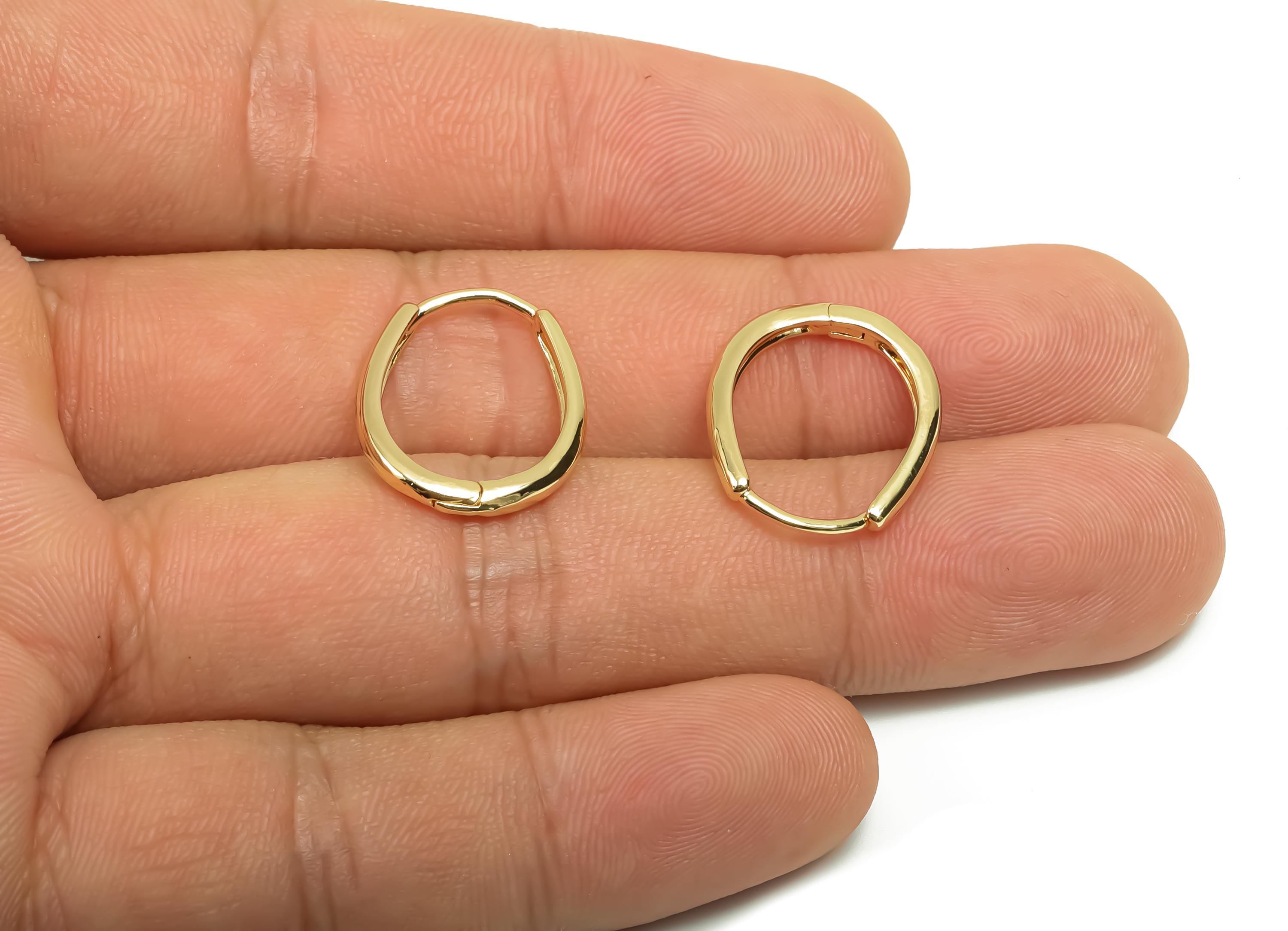 Brass Oval Hoop Earring - Brass Huggie Hoop Earring - Brass Geometry Clasp Hoop Earring - 18K Real Gold Plating - 19x15.7x2.17mm- RGP8114 - DOMEDBAZAAR