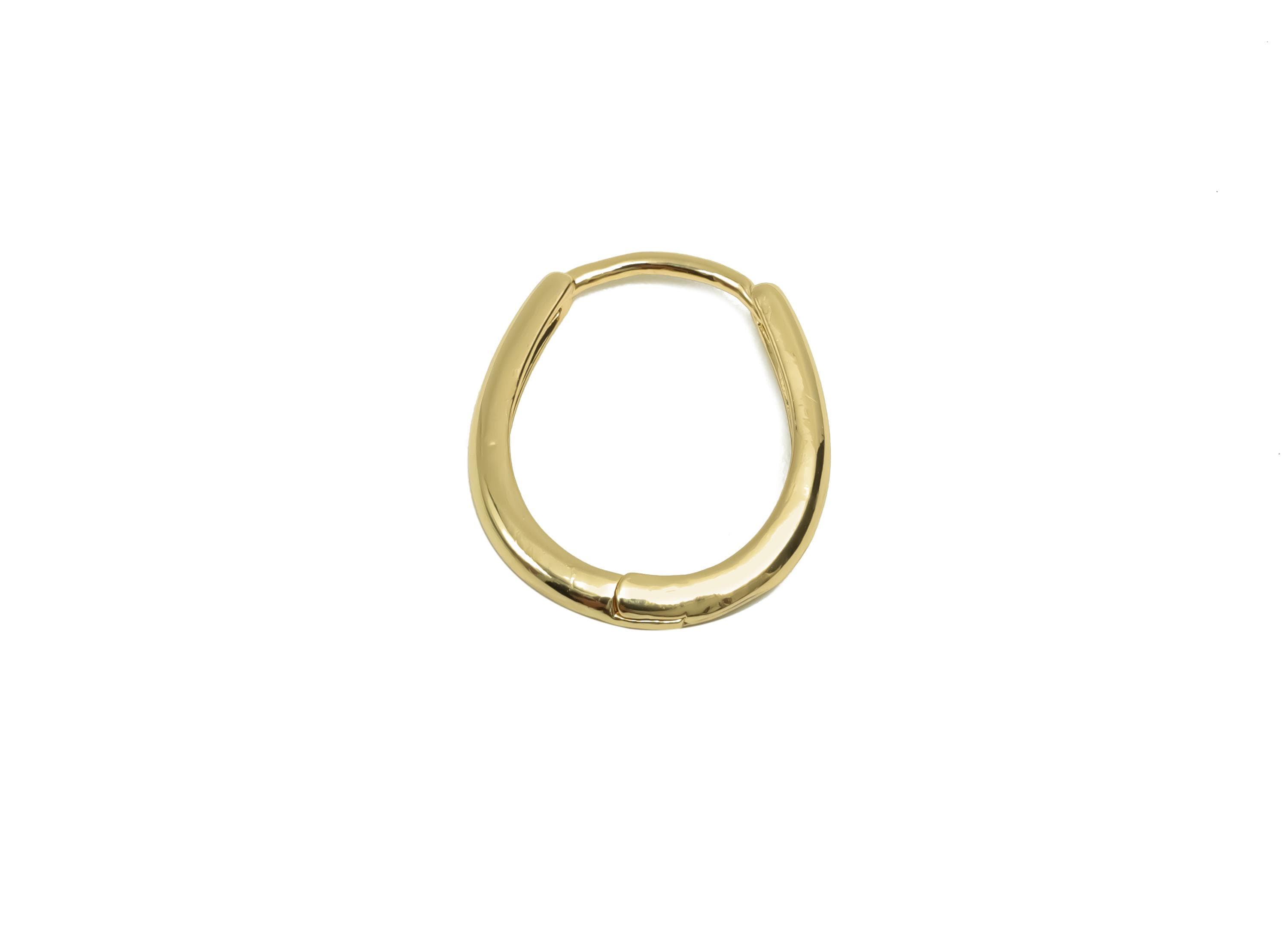 Brass Oval Hoop Earring - Brass Huggie Hoop Earring - Brass Geometry Clasp Hoop Earring - 18K Real Gold Plating - 19x15.7x2.17mm- RGP8114 - DOMEDBAZAAR