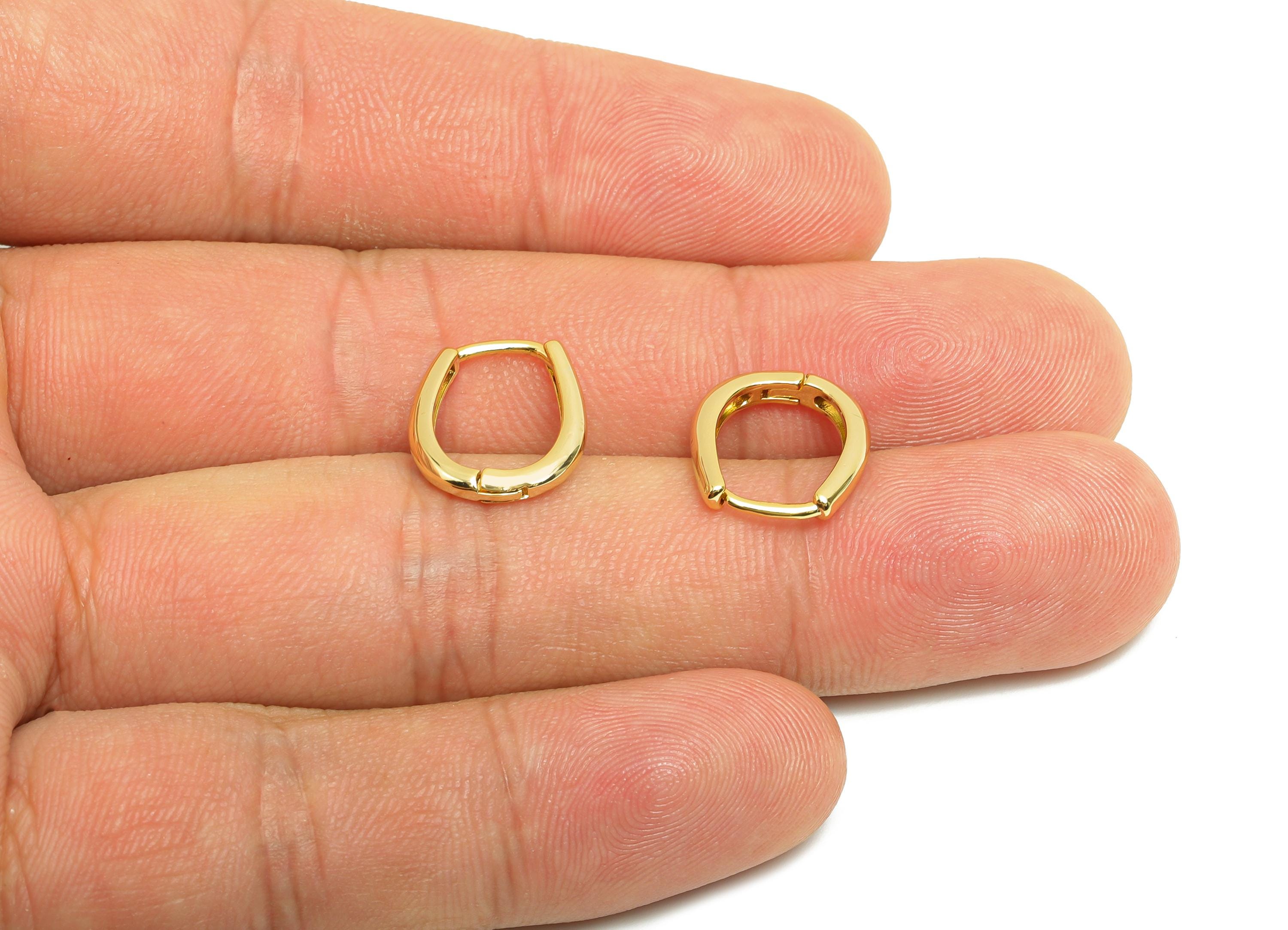 Brass Oval Hoop Earring - Gold Huggie Earring for Girl's - Minimalist Daily Wear Earring - 18K Real Gold Plating - 14.1x12.2x2.2mm - RGP8556 - DOMEDBAZAAR