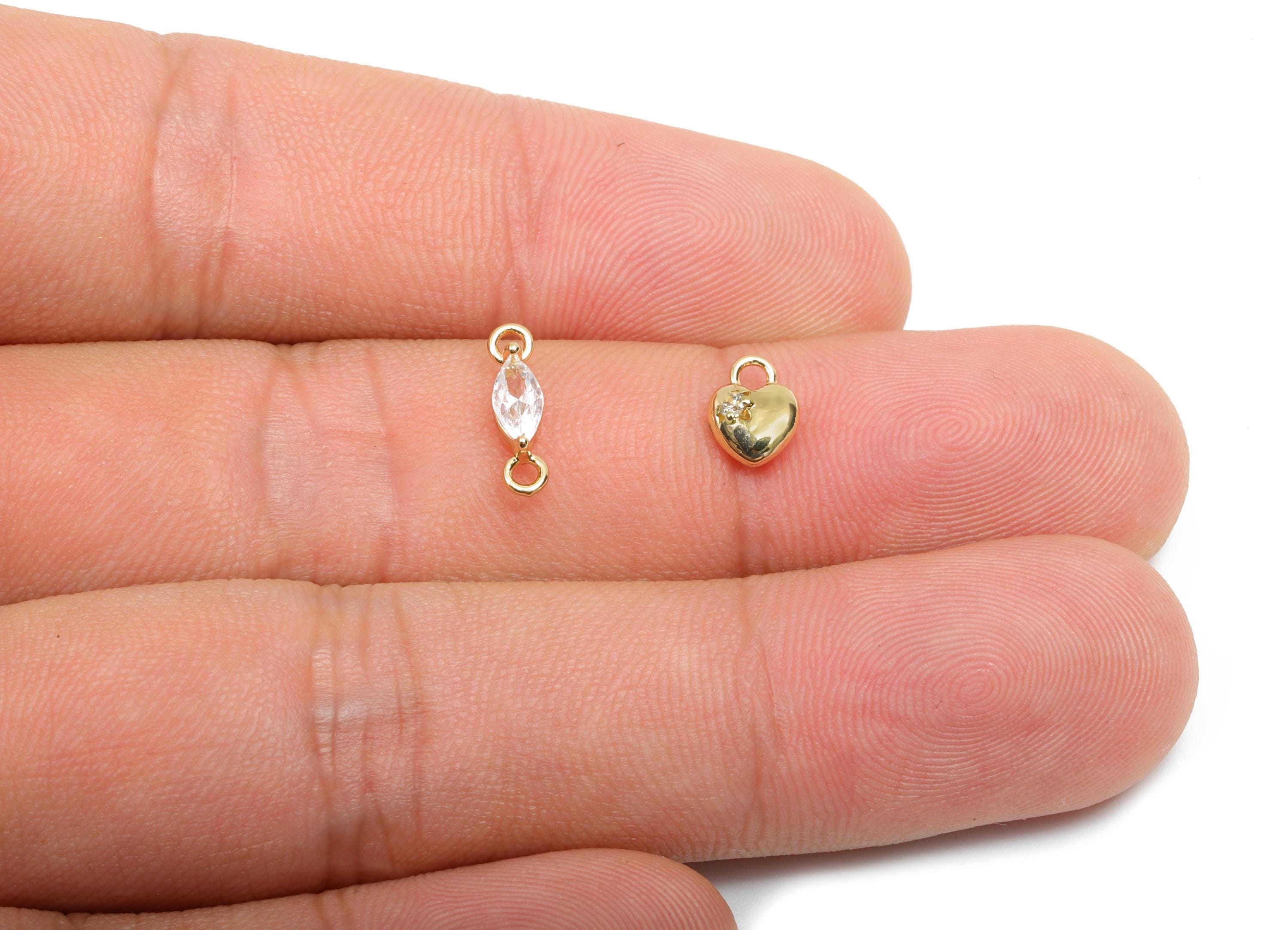Brass CZ Heart Earring Charm - Zircon Marquise Connector Heart Assembly - Bracelet Charm - 18K Real Gold Plating - 11.43x2x3mm - RGP8139 - DOMEDBAZAAR