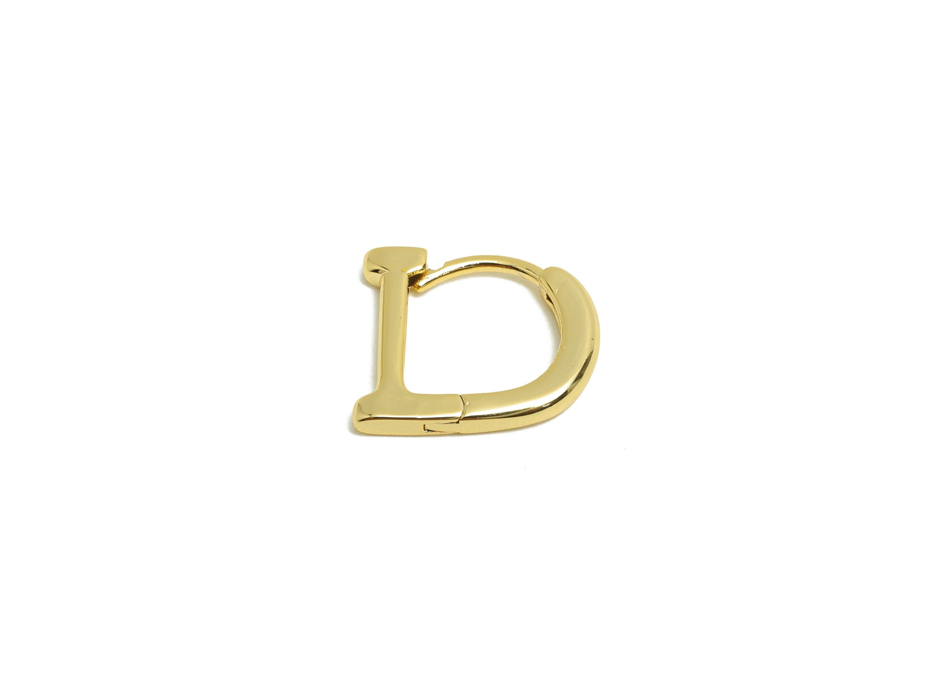Brass D Huggie Earring - Gold Hoop Earring for Girl's - Minimalist D Daily Wear Earring - 18K Real Gold Plating - 13.4x12.1x2.12mm - RGP8565 - DOMEDBAZAAR