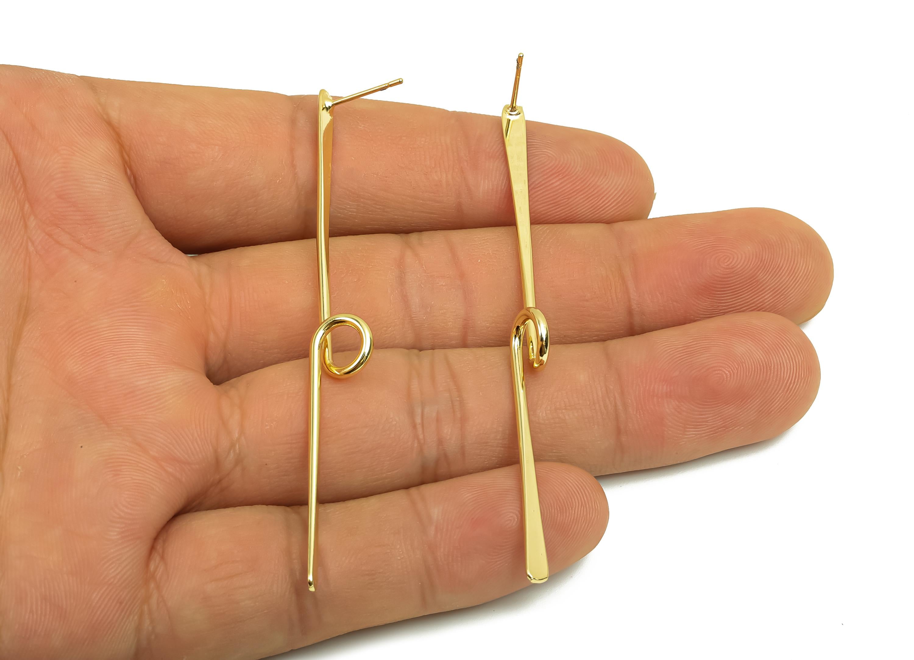 Brass Hammered Wire Earring Post - Brass Stick Knot Earring Post - Twisted Wire Earring Post - 18K Real Gold Plating - 71x2x0.75mm - RGP8028 - DOMEDBAZAAR