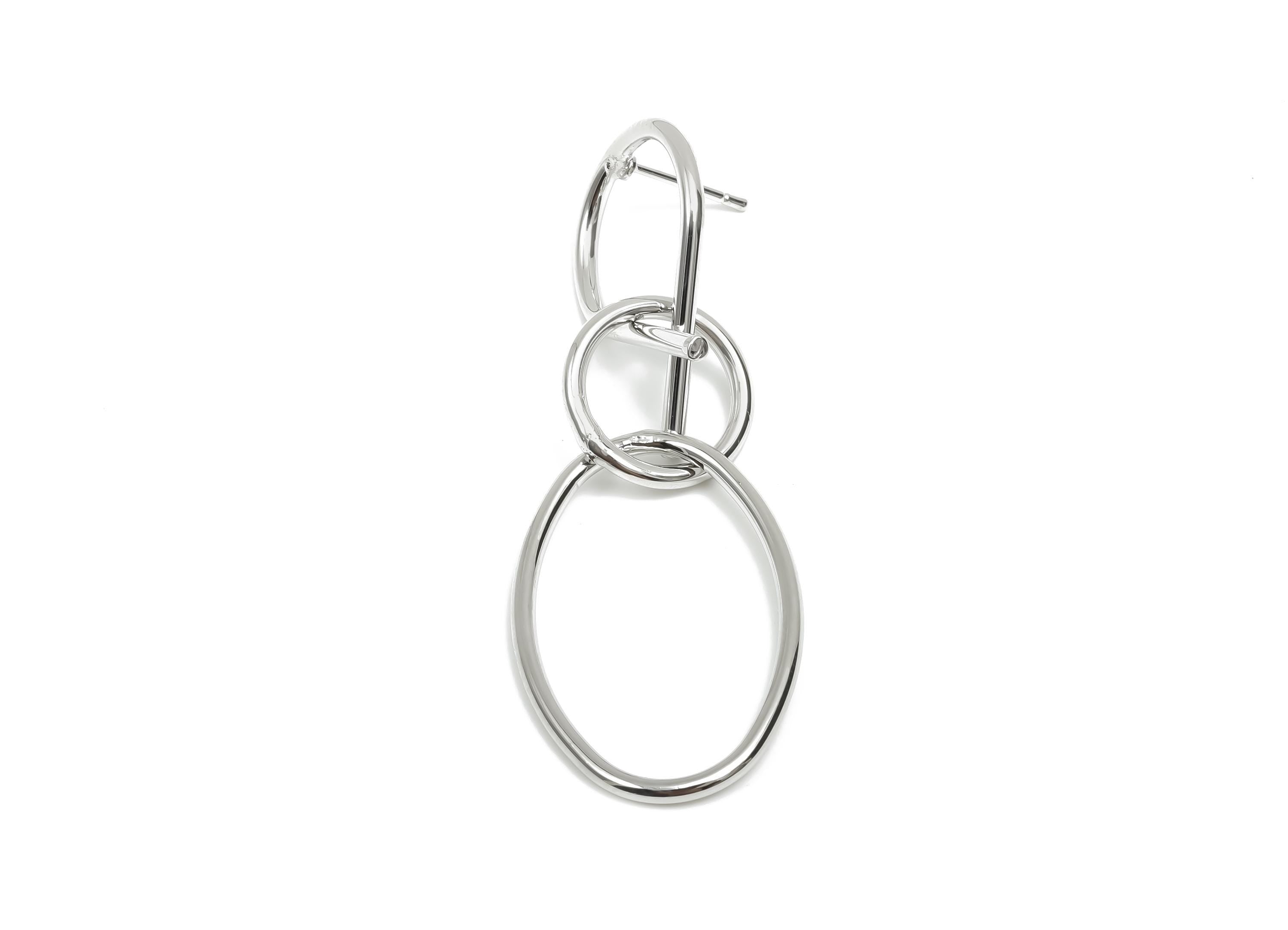 Brass Dangle Earring Post - Brass Oval Earring Post - Brass Geometry Earring Post - 18K Real White Gold Plating - 62x20x1.91mm - RGP8102 - DOMEDBAZAAR