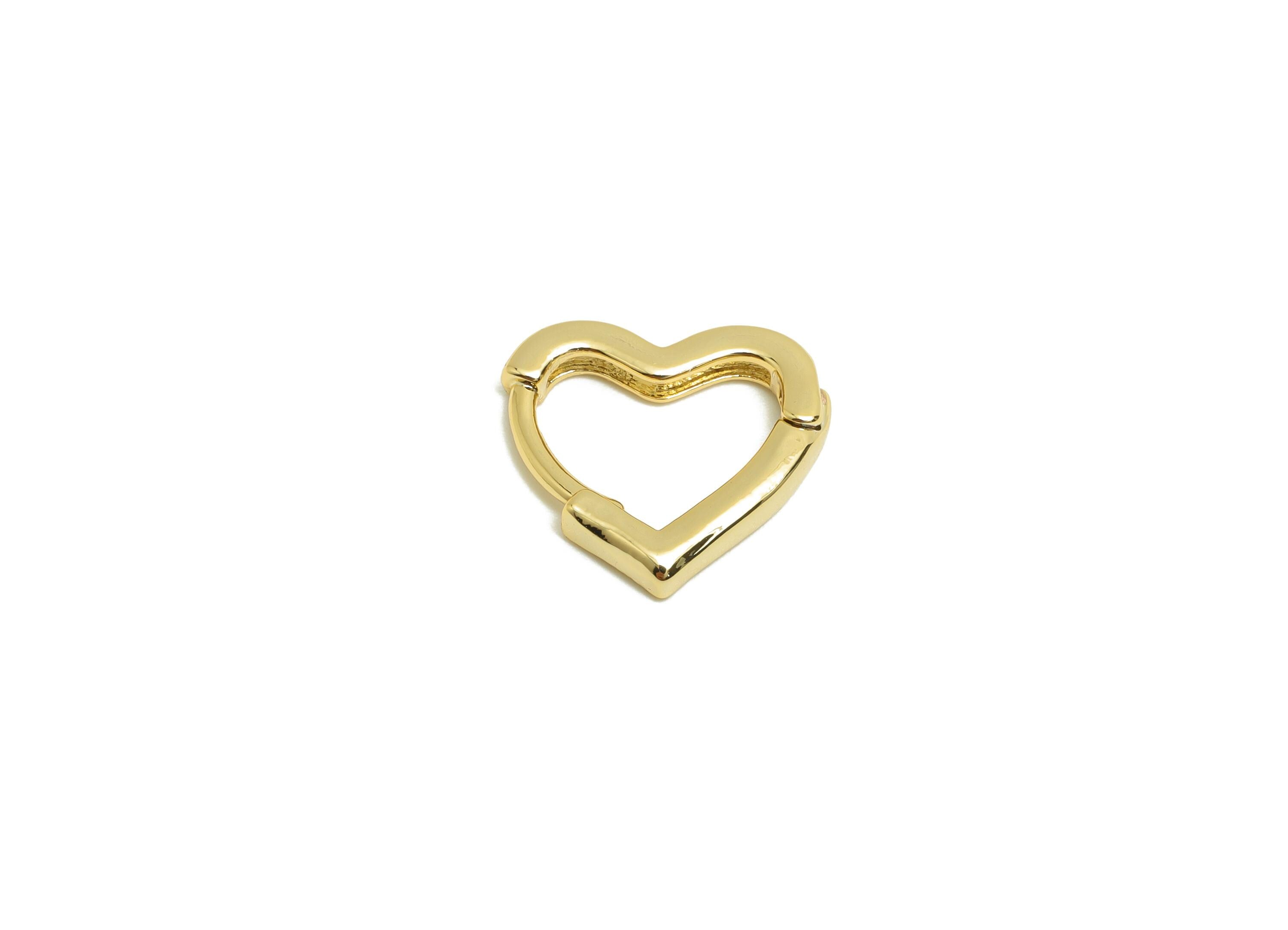 Brass Heart Hoop Earring - Gold Huggie Earring for Girl's - Heart Valentine's Day Earring - 18K Real Gold Plated -13.4x13.78x2.34mm -RGP8574 - DOMEDBAZAAR