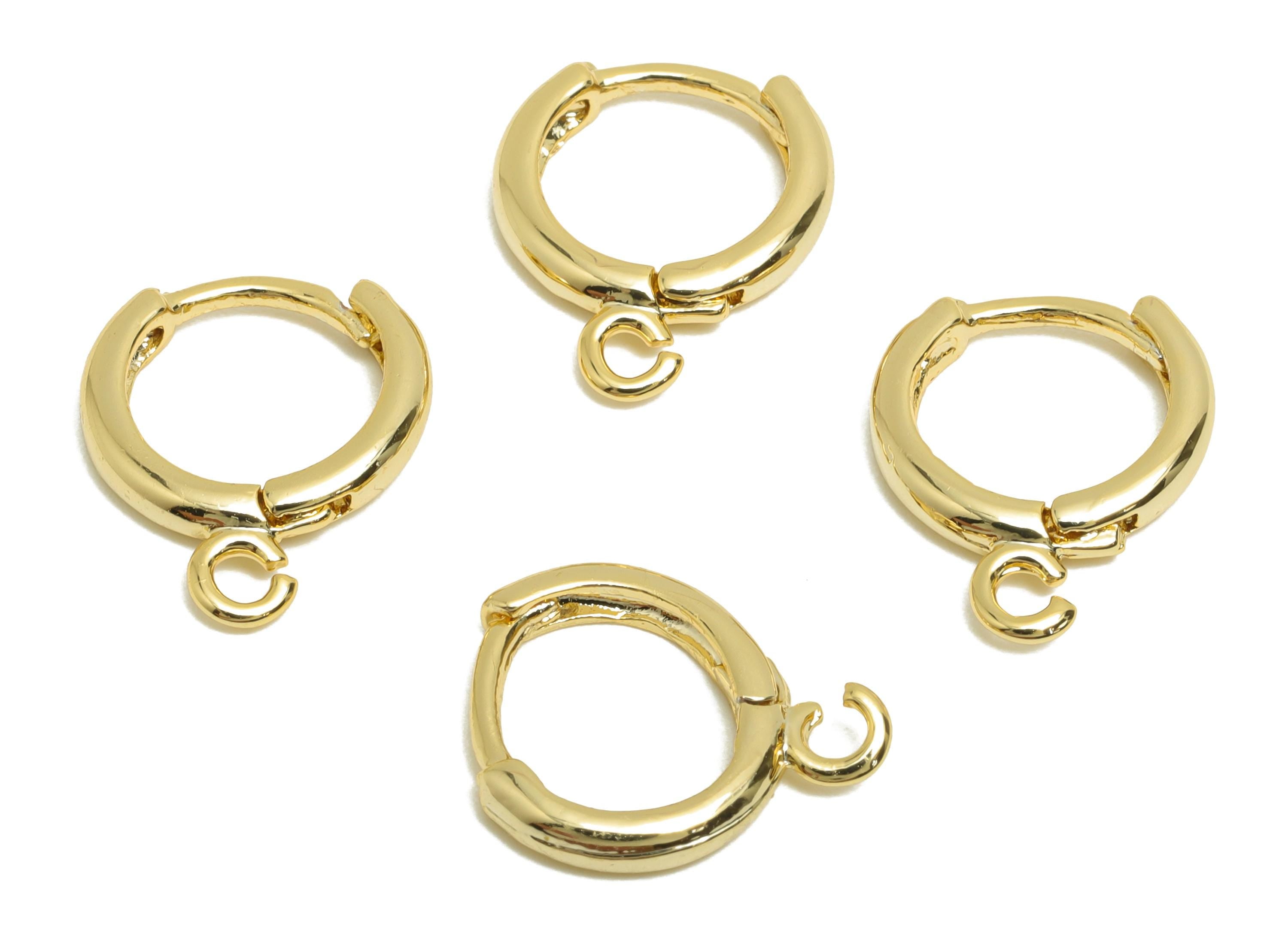 Brass Round Hoop Earring - Gold Huggie Earring for Girls - Daily Wear Earring with Loop - 18K Real Gold Plating - 14.2x11.8x2.3mm - RGP8578 - DOMEDBAZAAR