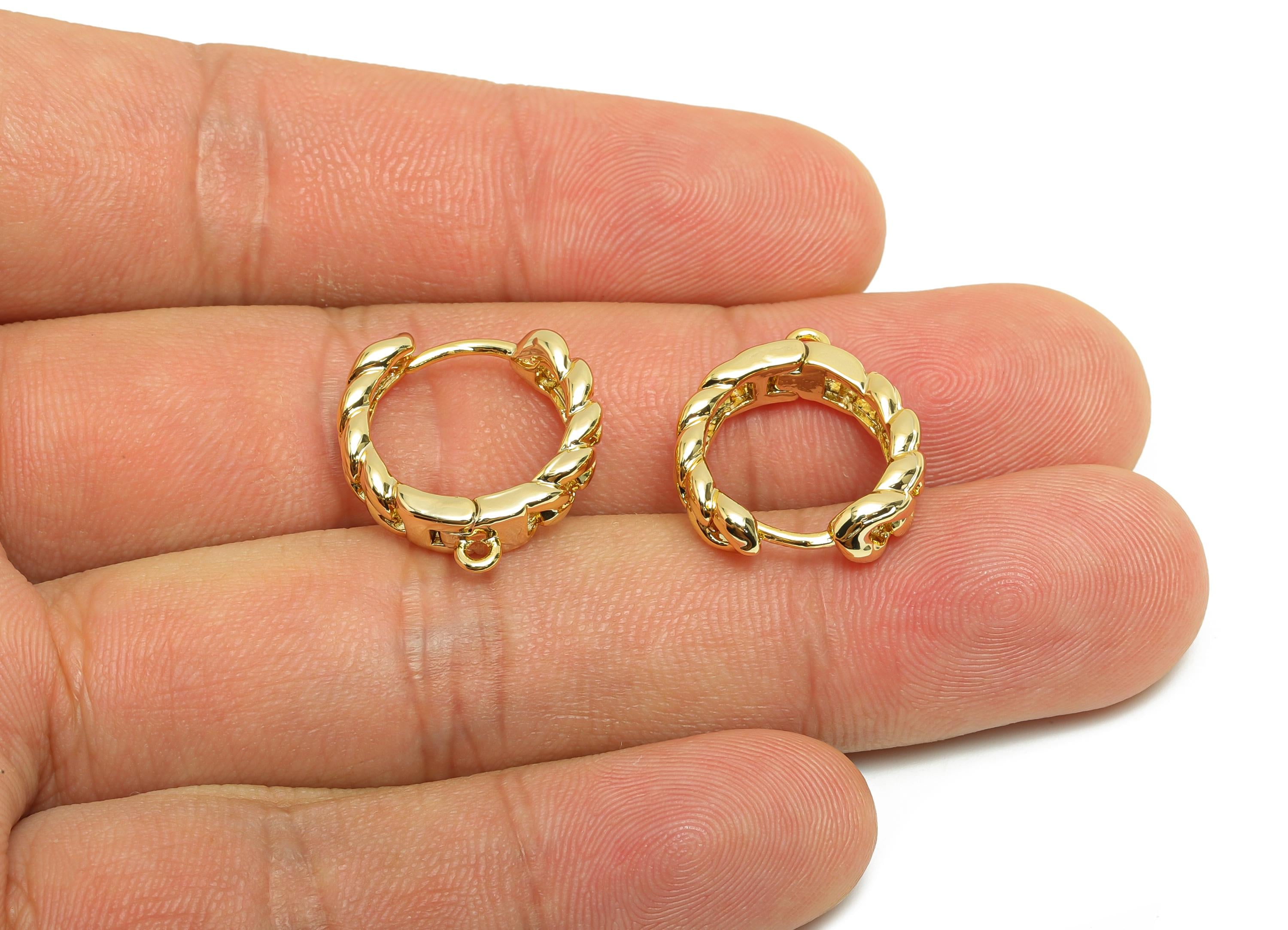 Brass Chain Hoop Earring - Gold Huggie Earring for Women - Daily Wear Hoop Earring with Loop - 18K Real Gold Plating- 20x17.16x4mm - RGP8579 - DOMEDBAZAAR