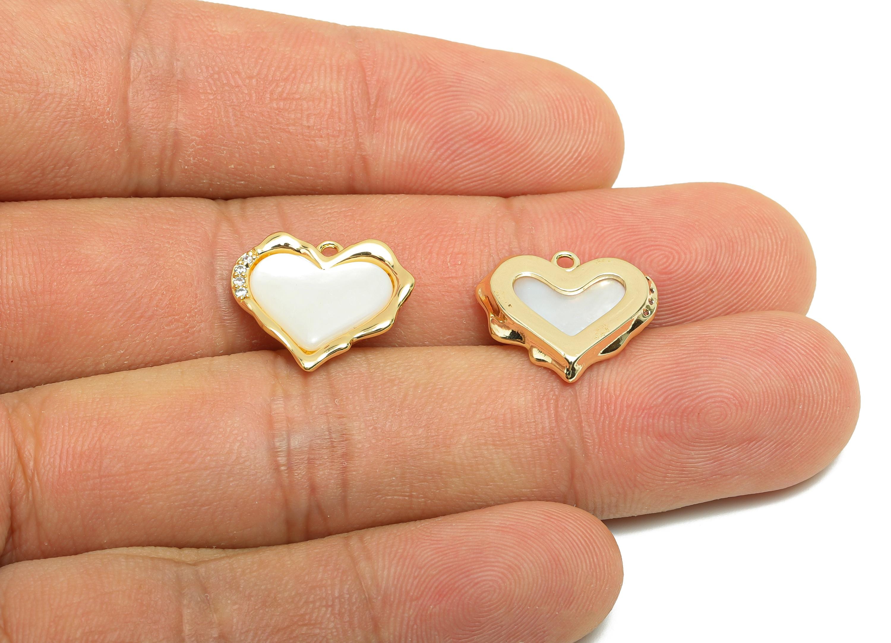Brass Shell Earring Charm - Brass Heart Shell Charm - Vintage Charm - Brass Heart Pendant - 18K Real Gold Plated - 16x14x2mm - RGP9989 - DOMEDBAZAAR
