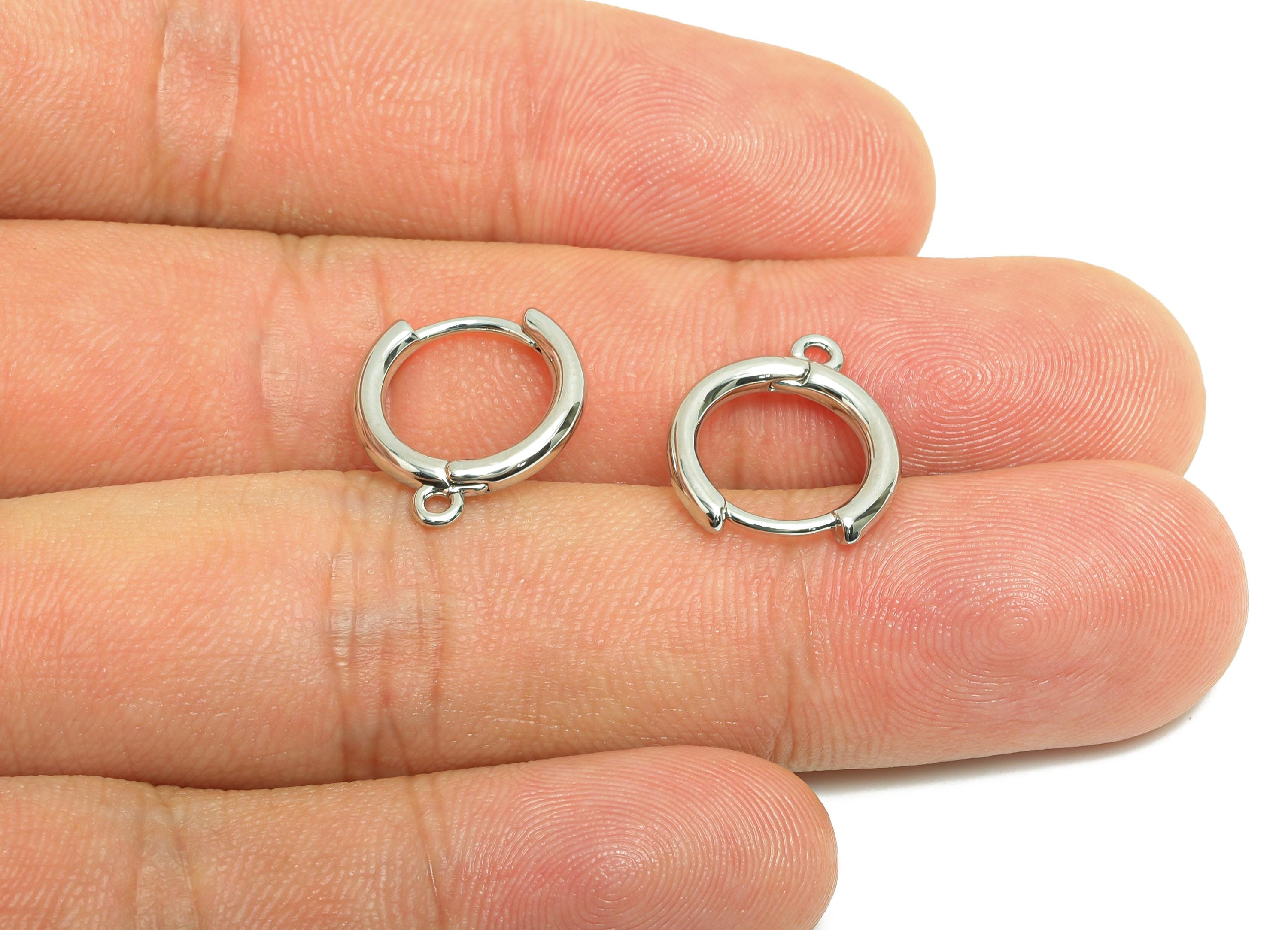 Brass 14*2mm Hoop Earring - White Huggie Earring for Girls - Daily Wear Earring - 18K Real White Gold Plating - 14.55x13.7x2.13mm - RGP8581 - DOMEDBAZAAR