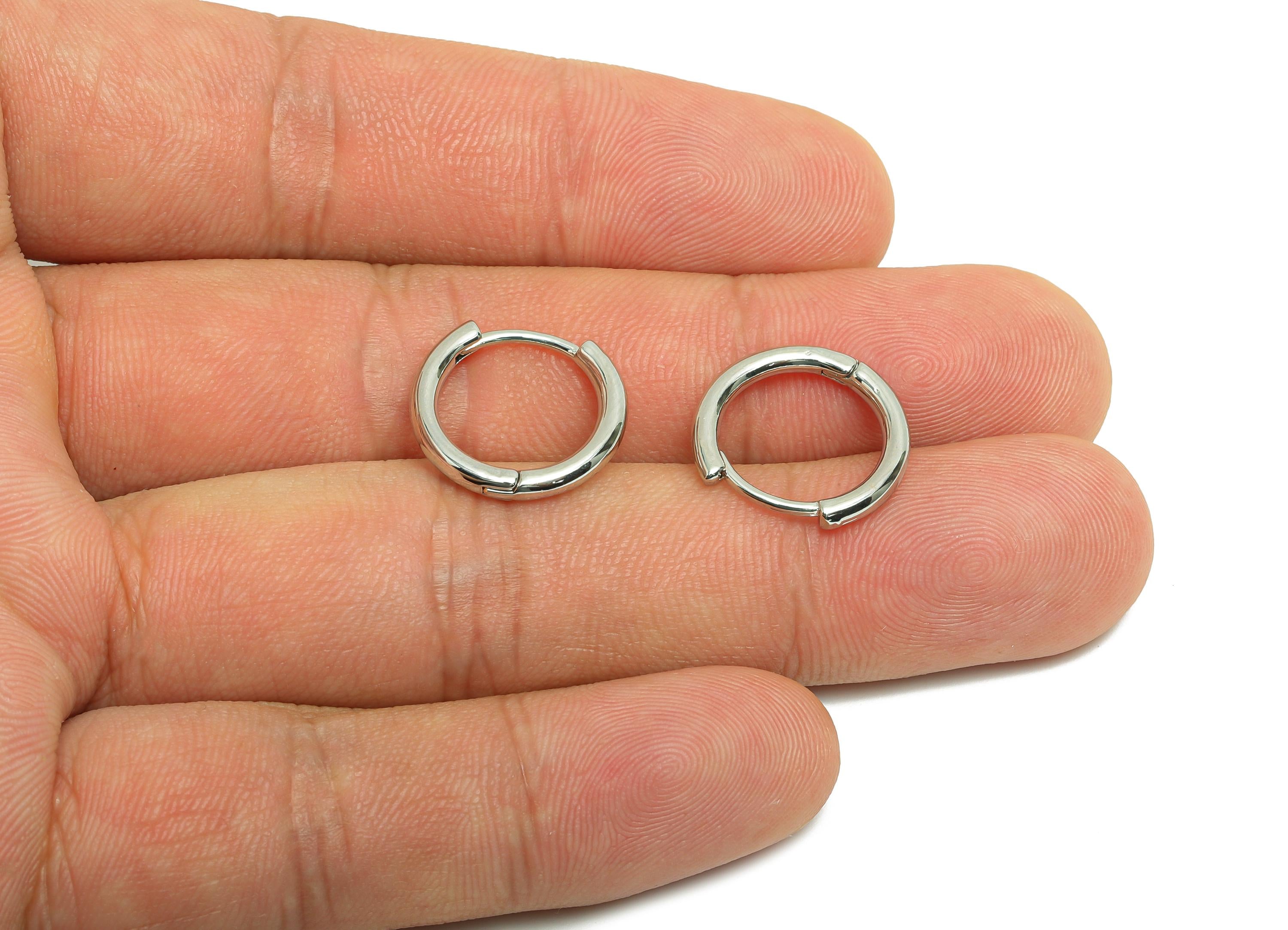 Brass 16*2mm Hoop Earring - White Huggie Earring for Girls - Daily Wear Hoop Earring - 18K Real White Gold Plating -15x15.9x2.12mm - RGP8585 - DOMEDBAZAAR