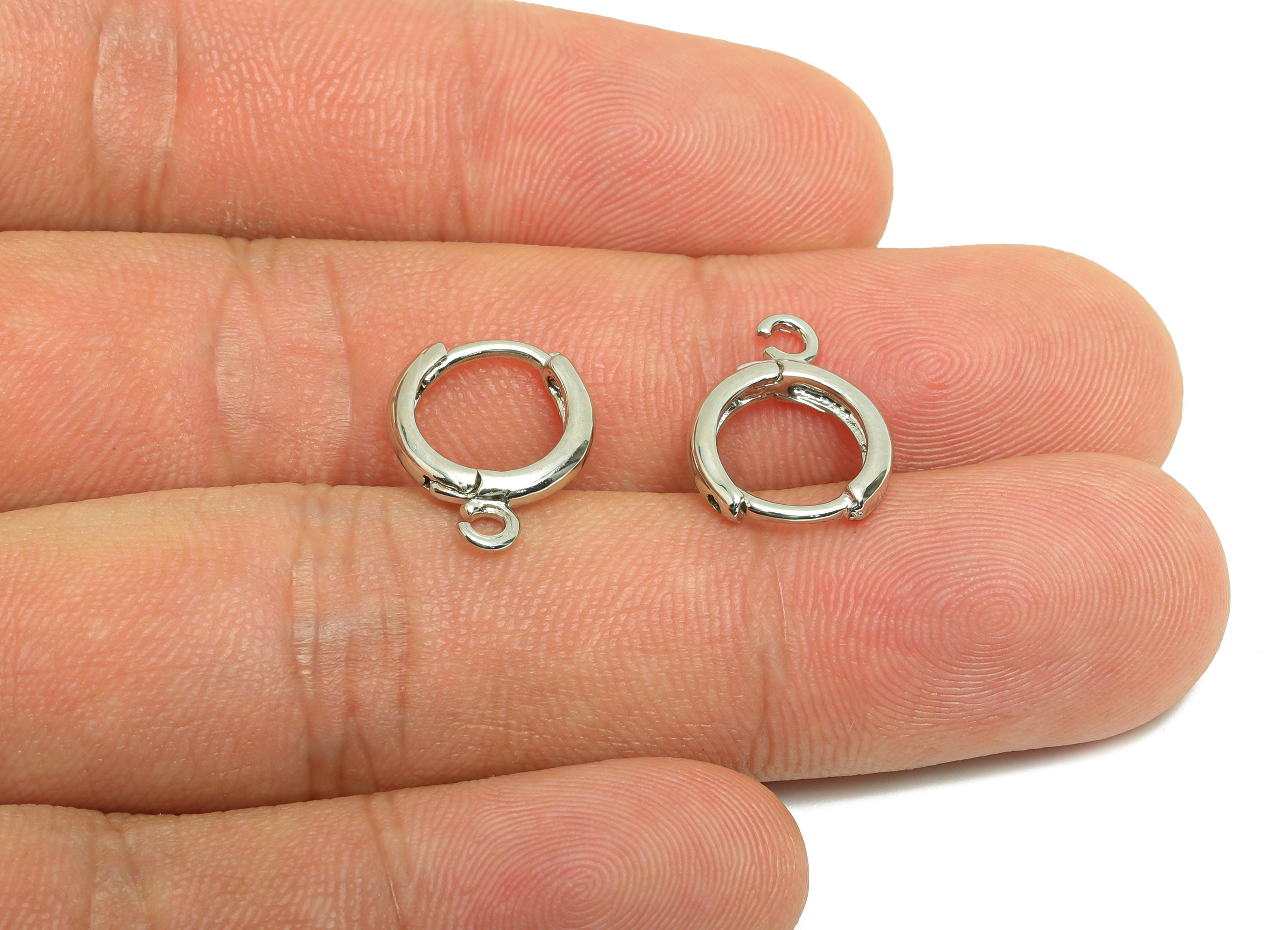 Brass Round Hoop Earring - White Huggie Earring for Girls - Daily Wear Earring - 18K Real White Gold Plating - 14.2x11.8x2.3mm - RGP8586 - DOMEDBAZAAR