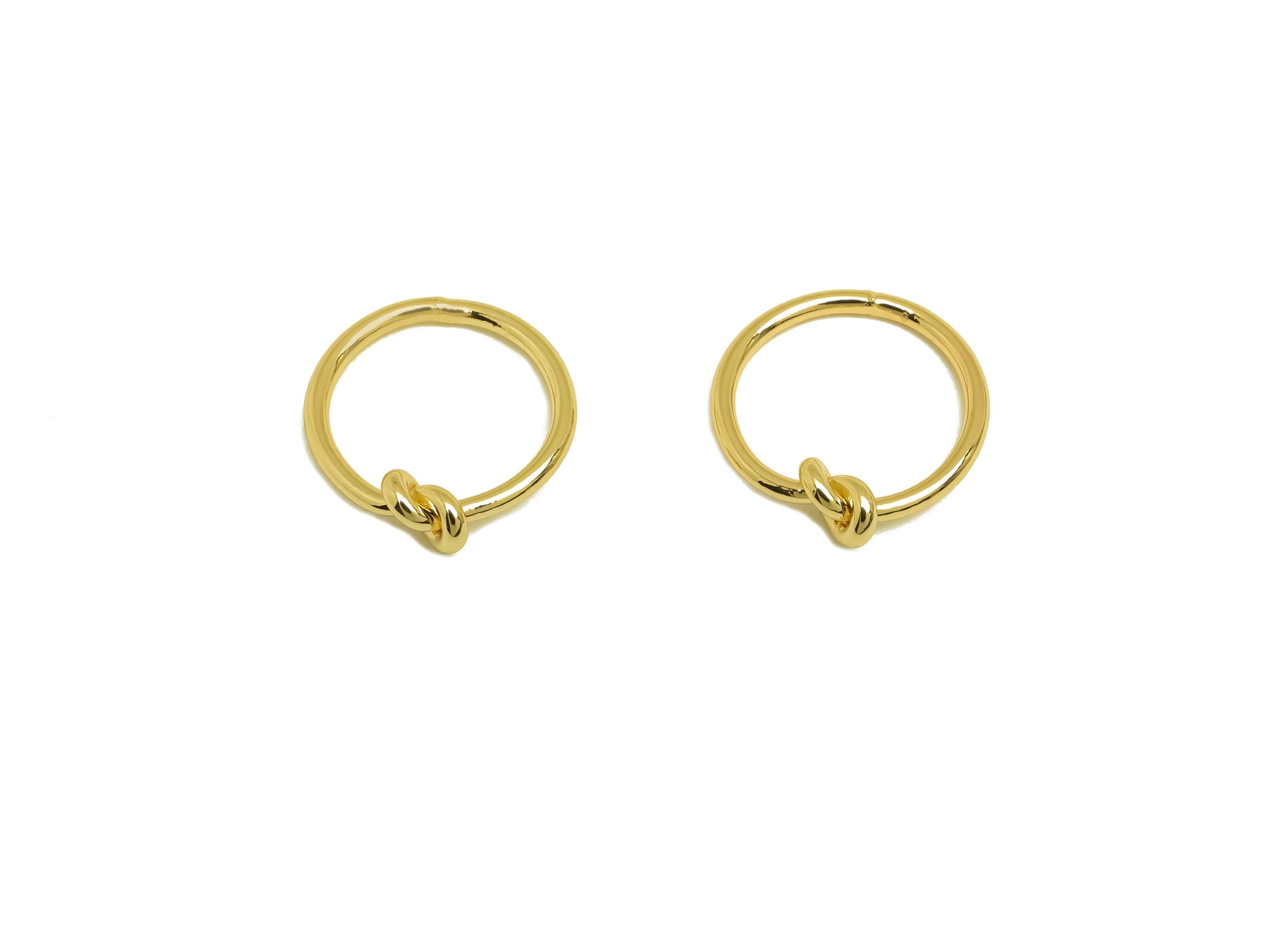 Brass Knot Ring - Gold Mini Knot Earring Charm - Round Tiny Irregular Knot Connector - 18K Real Gold Plated - 13.06x11.74x0.88mm - RGP7946 - DOMEDBAZAAR