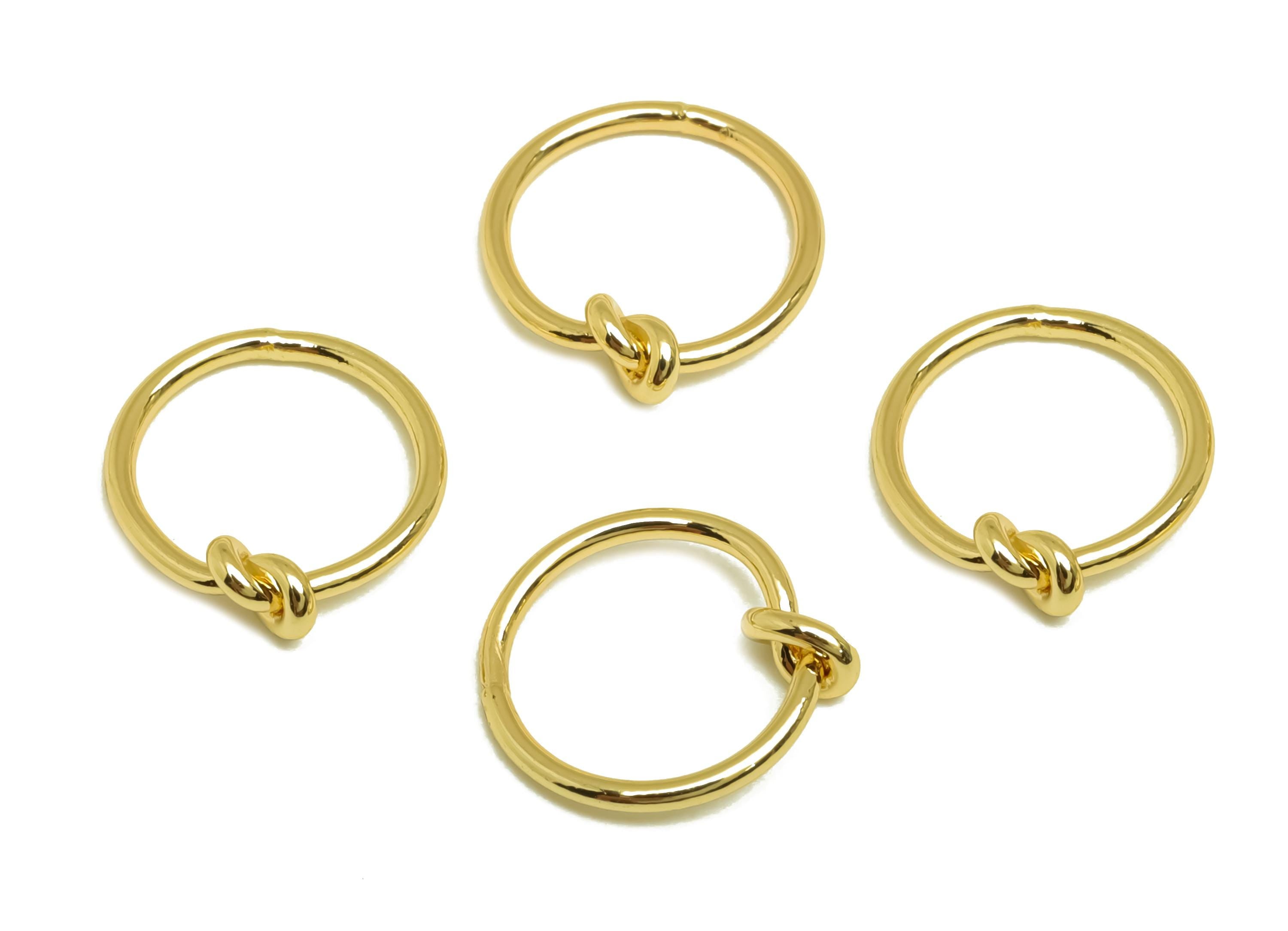 Brass Knot Ring - Gold Mini Knot Earring Charm - Round Tiny Irregular Knot Connector - 18K Real Gold Plated - 13.06x11.74x0.88mm - RGP7946 - DOMEDBAZAAR