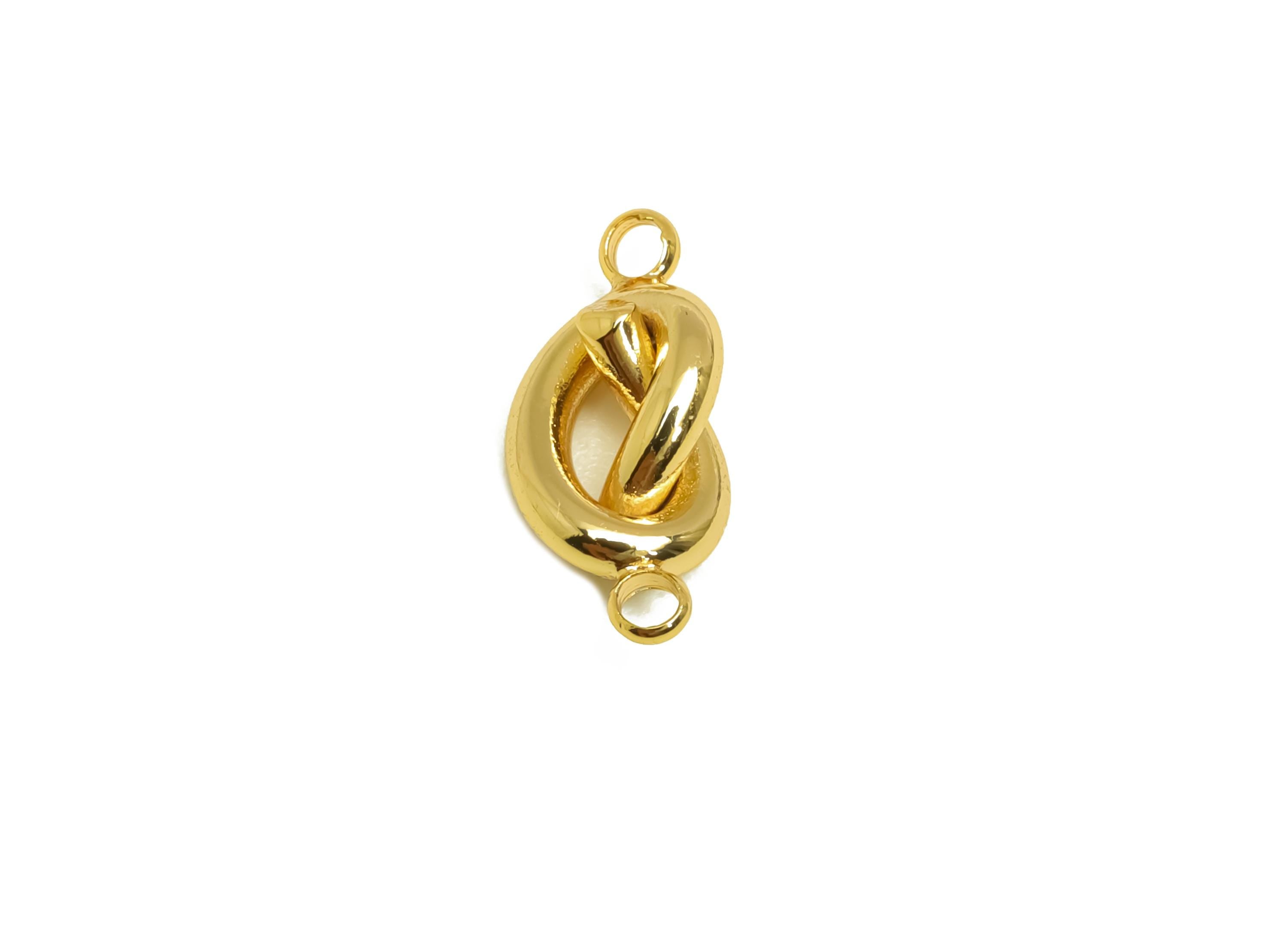 Brass Knot Connector - Gold Mini Knot Earring Charm - Necklace Connector - For Bracelet - 18K Real Gold Plating - 14.77x6.52x1.8mm - RGP7947 - DOMEDBAZAAR