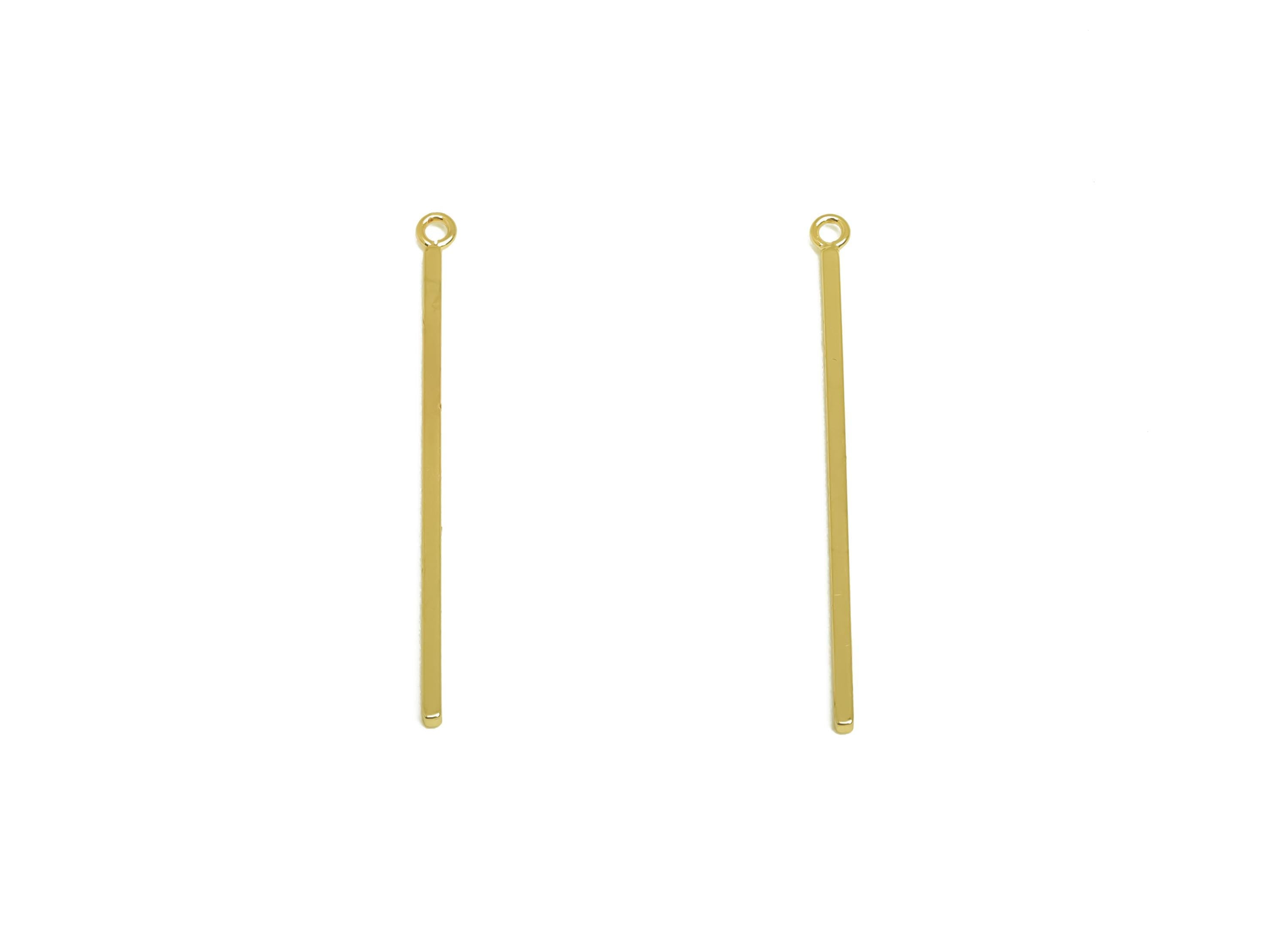 Brass Bar Earring Charm - Gold Smooth Bar Pendant - Minimalist Strip Bar Earring Charm - 18K Real Gold Plated - 31.96x2x0.85mm - RGP7948 - DOMEDBAZAAR