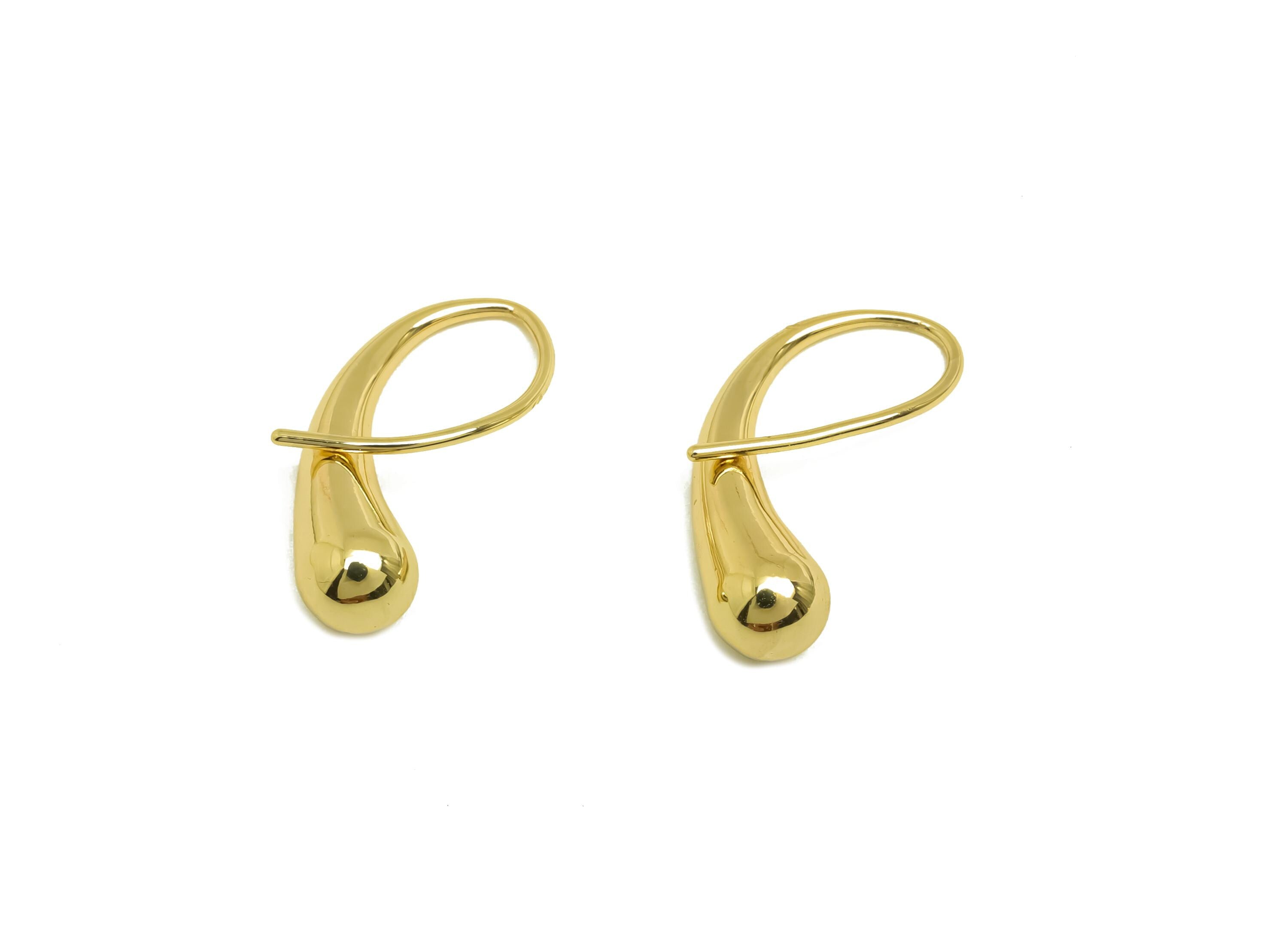 Brass Teardrop Earring Wire - Gold Mini Drop Earring Hook - Textured Teardrop Ear Wire - 18K Real Gold Plated - 21.05x13x1.82mm - RGP7949 - DOMEDBAZAAR