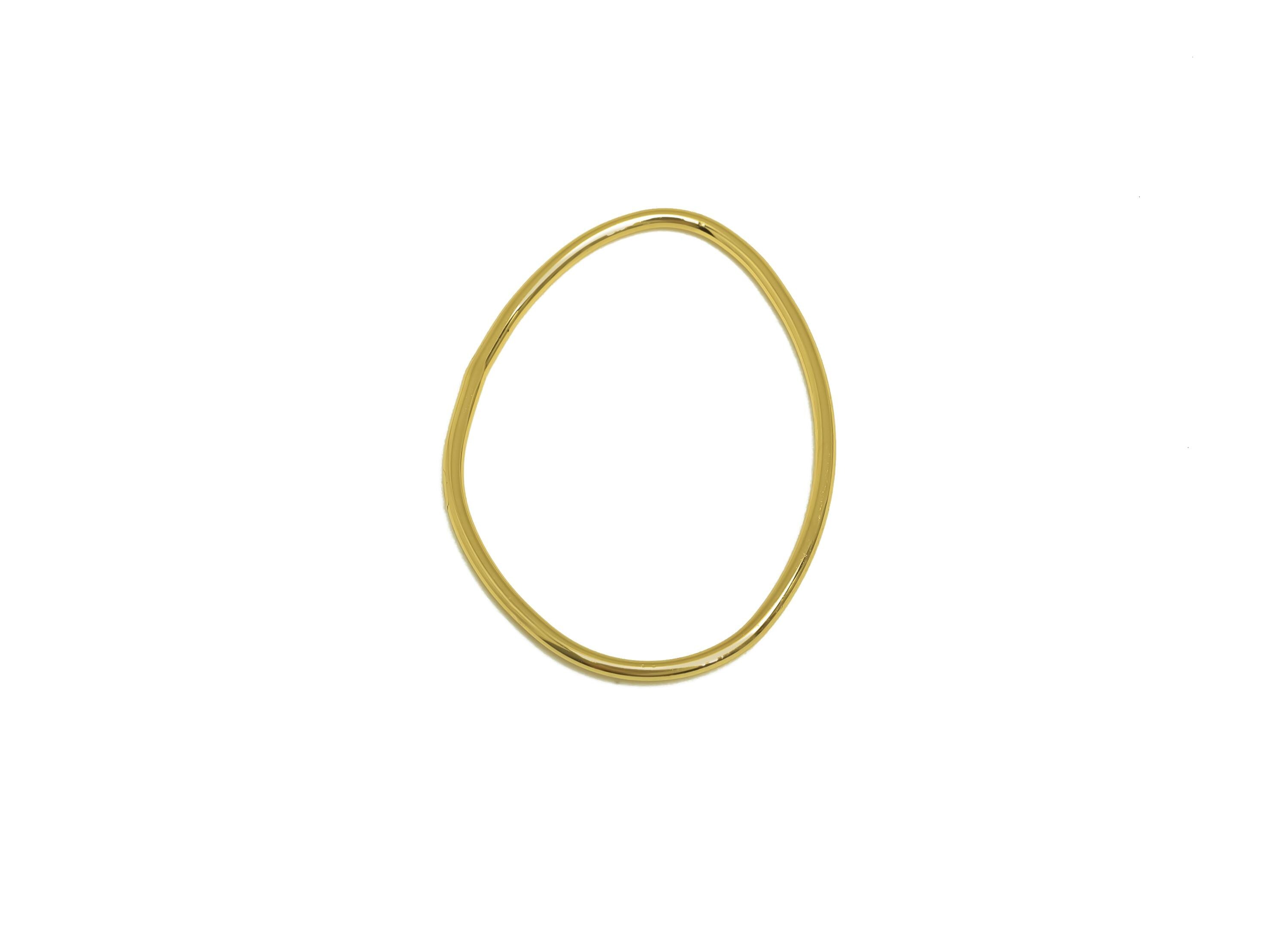 Brass Irregular Ring - Gold Irregular Circle Charm Ring - Round Irregular Connector - 18K Real Gold Plated - 28.56x20.48x0.76mm - RGP7950 - DOMEDBAZAAR