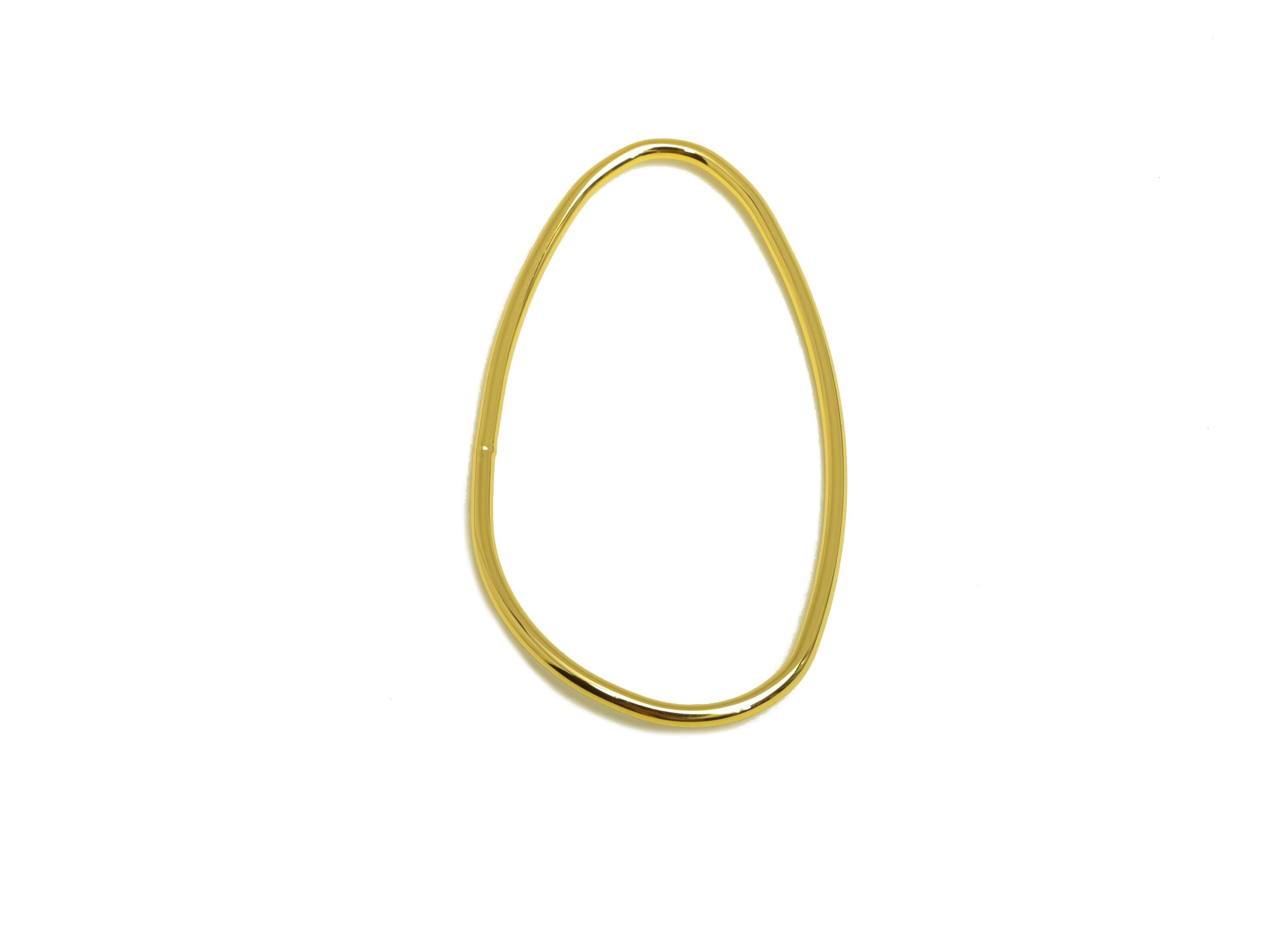 Brass Irregular Ring - Gold Irregular Oval Circle Charm - Oval Hoop Irregular Connector - 18K Real Gold Plated - 35.52x19.48x0.76mm- RGP7951 - DOMEDBAZAAR
