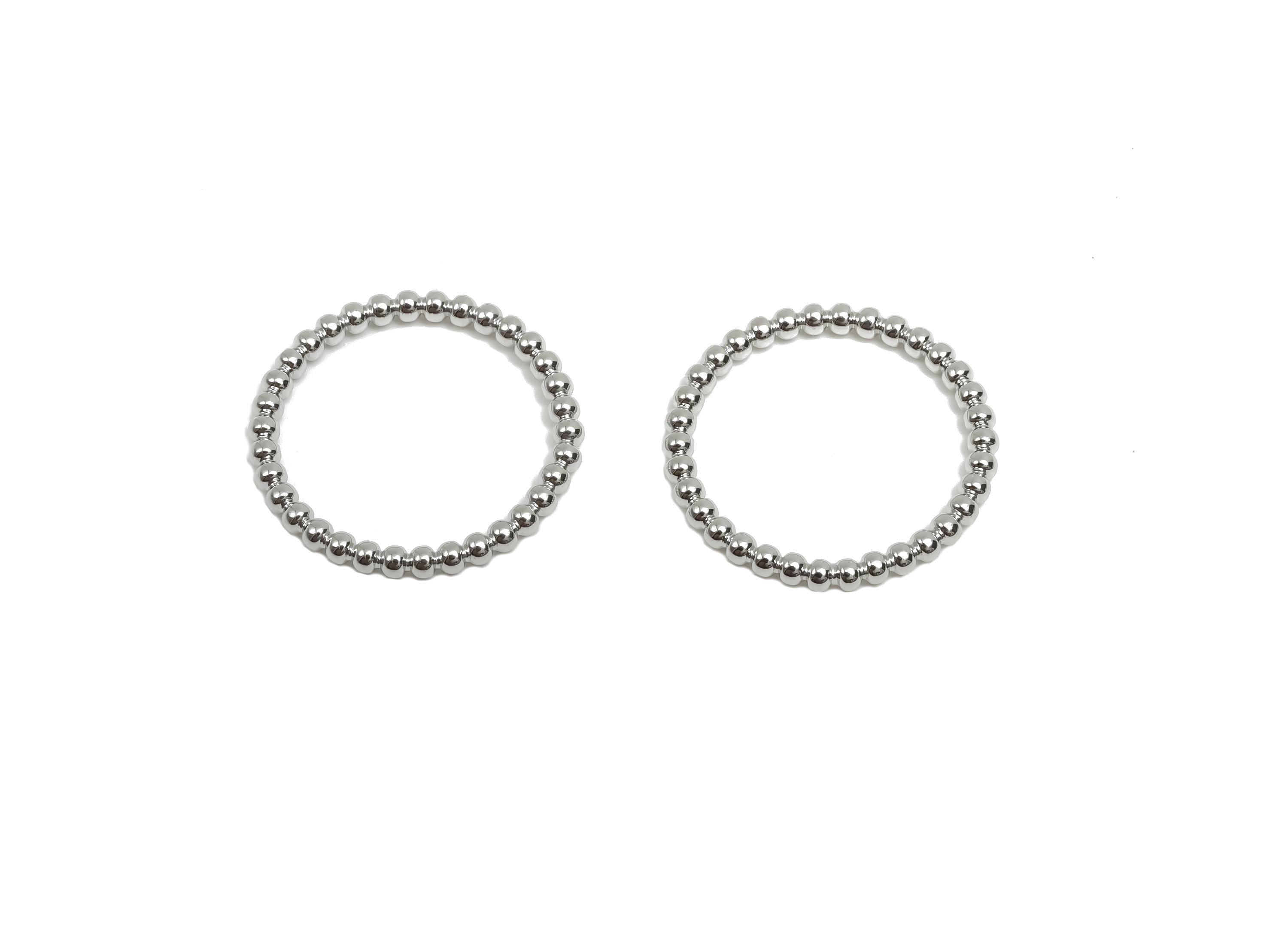 17mm Ball Wire Chian Ring - Dainty Beaded Band - Brass Solid Thin Ring - Beaded Ring - 18K Real White Gold Plating - 21x21x1.8mm - RGP8105 - DOMEDBAZAAR