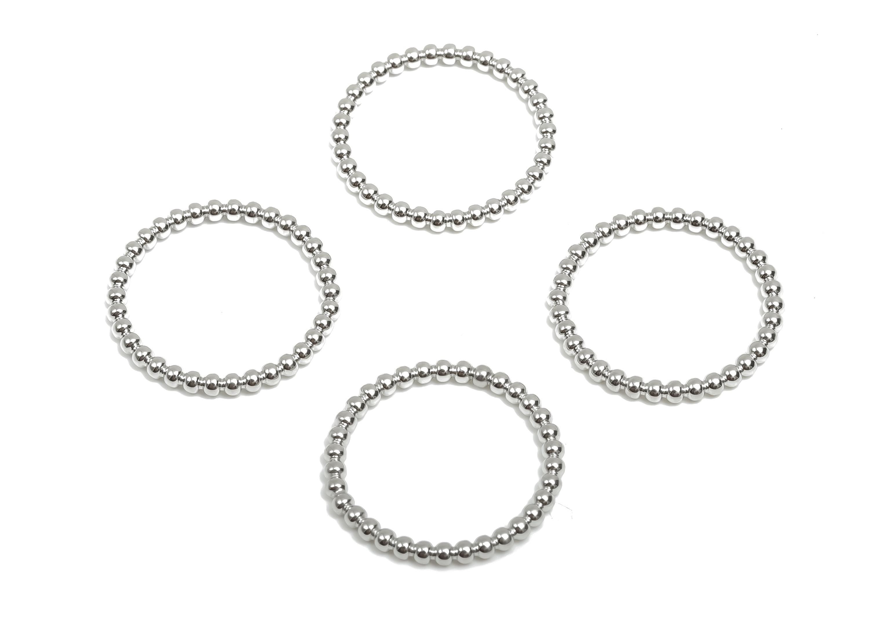 17mm Ball Wire Chian Ring - Dainty Beaded Band - Brass Solid Thin Ring - Beaded Ring - 18K Real White Gold Plating - 21x21x1.8mm - RGP8105 - DOMEDBAZAAR