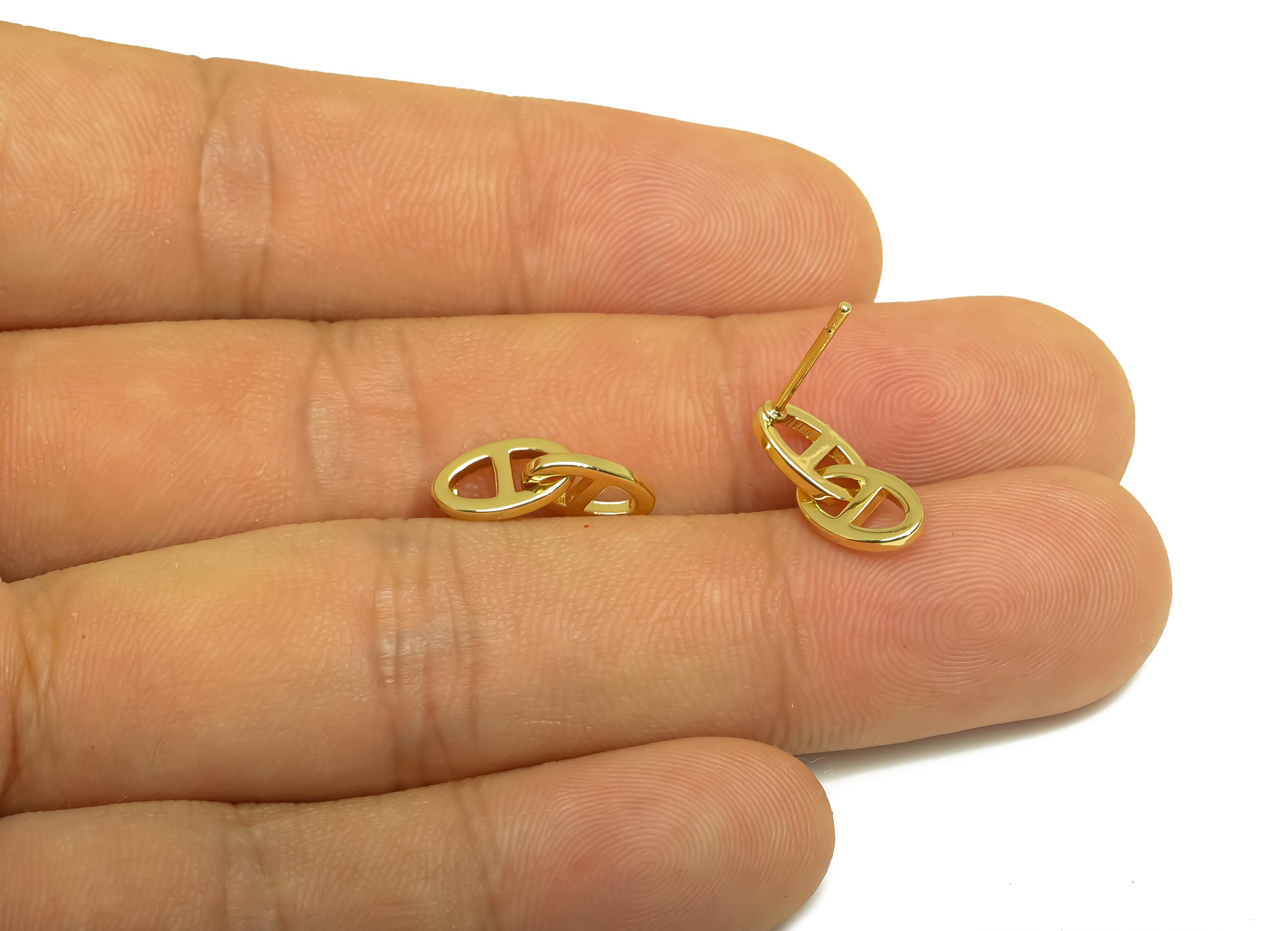 Brass Marquise Dangle Earring - Mini Dangle Earring Post - Gold Geometry Dangle Earring - 18K Real Gold Plating - 16.7x5.87x1.07mm - RGP7954 - DOMEDBAZAAR